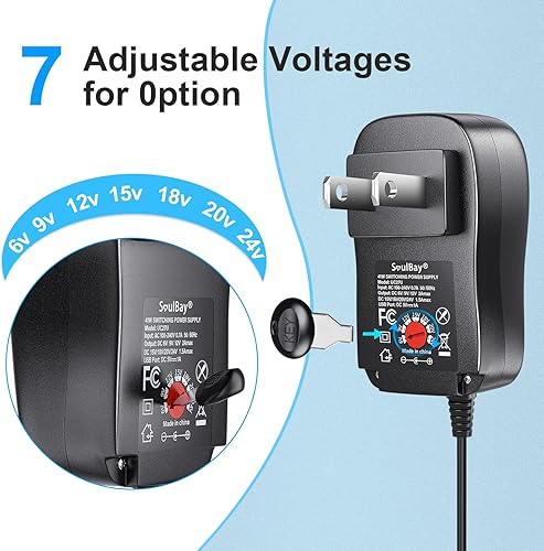 Miniatura 4 de SoulBay Adaptador universal ACDC 41W Fuente de alimentación conmutada Multi Voltaje DC 6V 9V 12V 2A 15V 18V 24V 1.5A Cargador con 11 unids