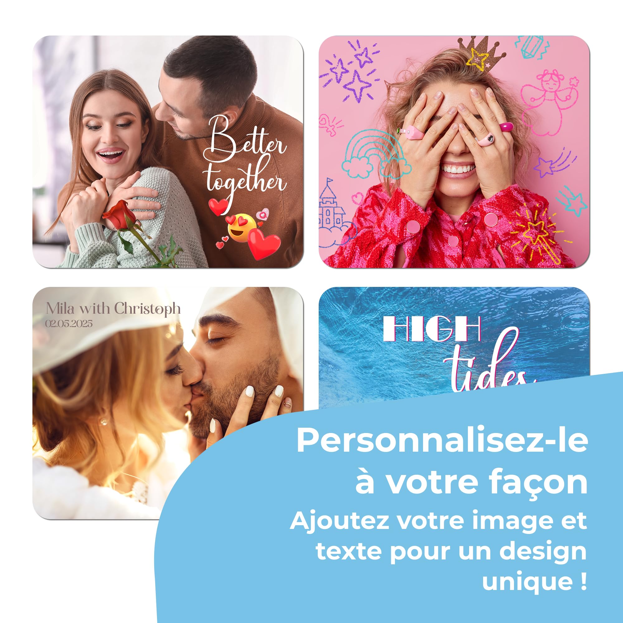 Cimpress Tapis de Souris Personnalisable 24,2 x 20,2 cm Base antidérapante Surface Textile Douce