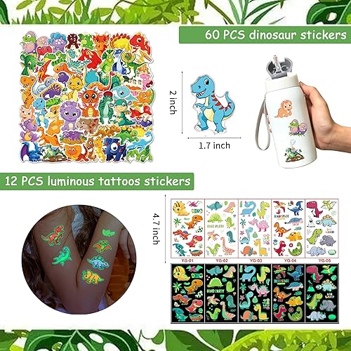 Miniatura 3 de XIPEGPA Recuerdos de fiesta de dinosaurios con huevos temáticos de dinosaurios, pulseras de dinosaurios slap llaveros, anillos, calcomanías para