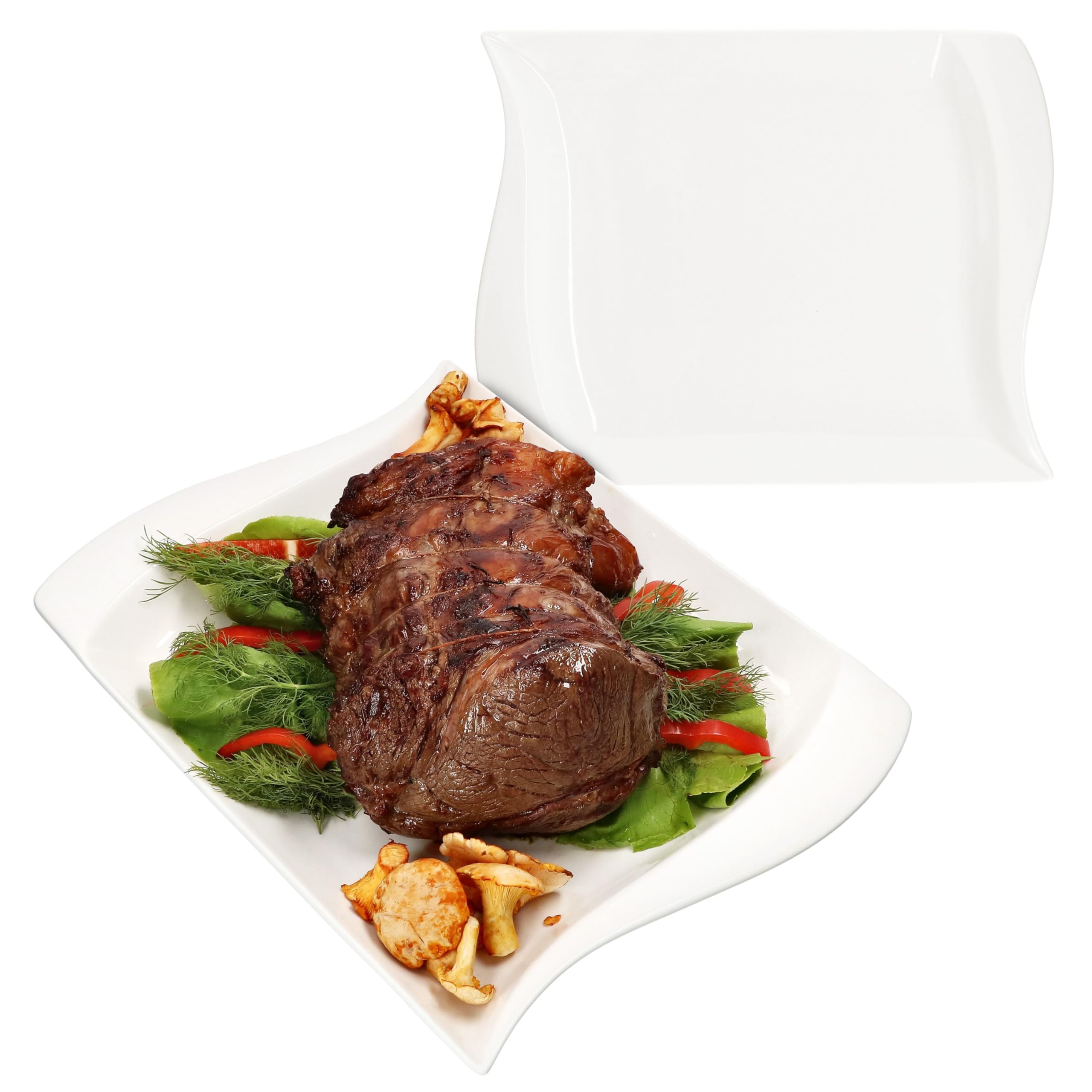 MamboCat Ivory - Set di 2 piatti da portata (lunghezza x larghezza), 36 x 28,5 cm, bianco avorio, piatti rettangolari in porcellana per antipasti, per preparazioni, tartine & Co I con bordo curvo