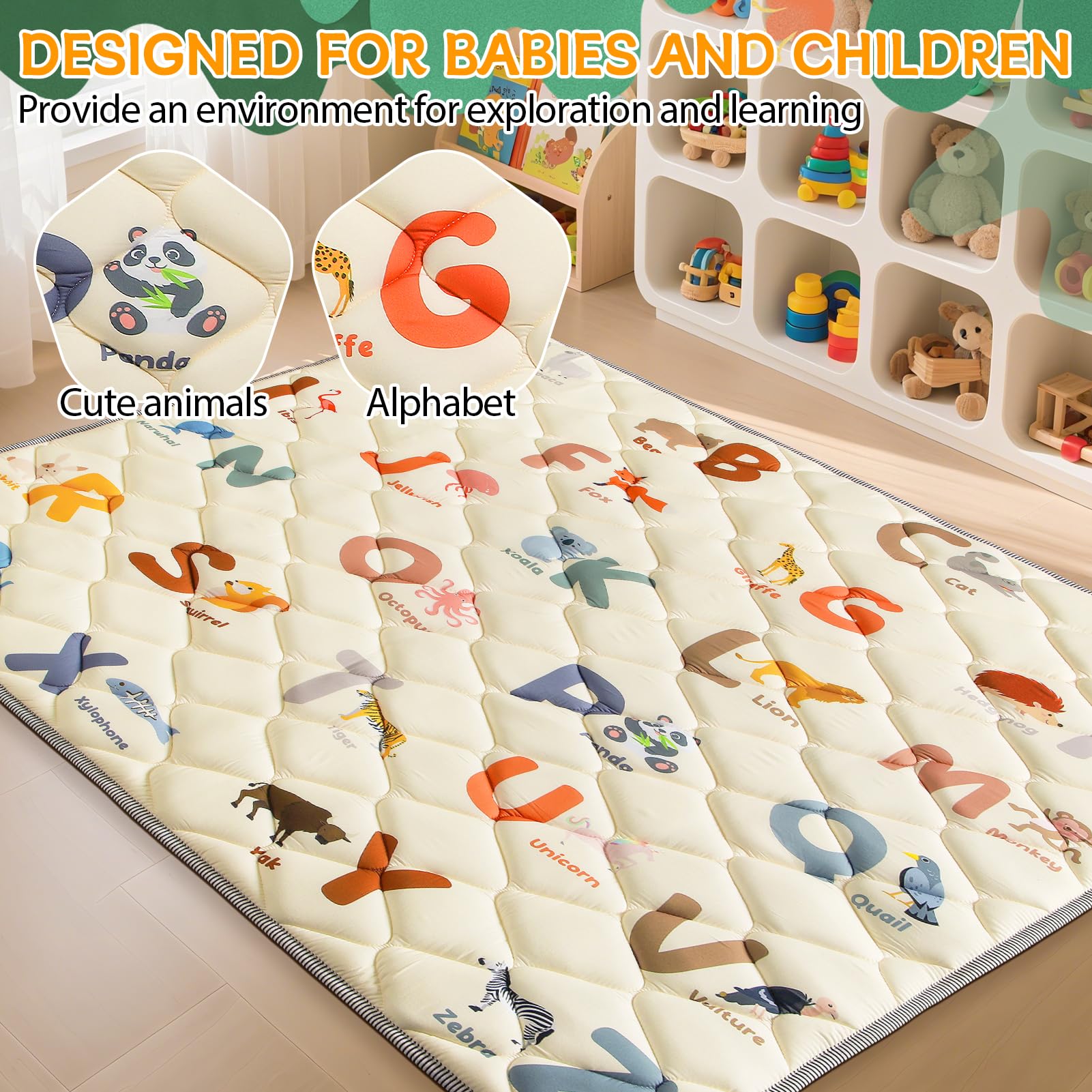 Tapetes de juego para bebé para el suelo, tapete de juego de 79 x 71 pulgadas para bebés y niños pequeños, tapete de juego de espuma, tapetes gruesos para jugar en el suelo, tapete de piso para el 6