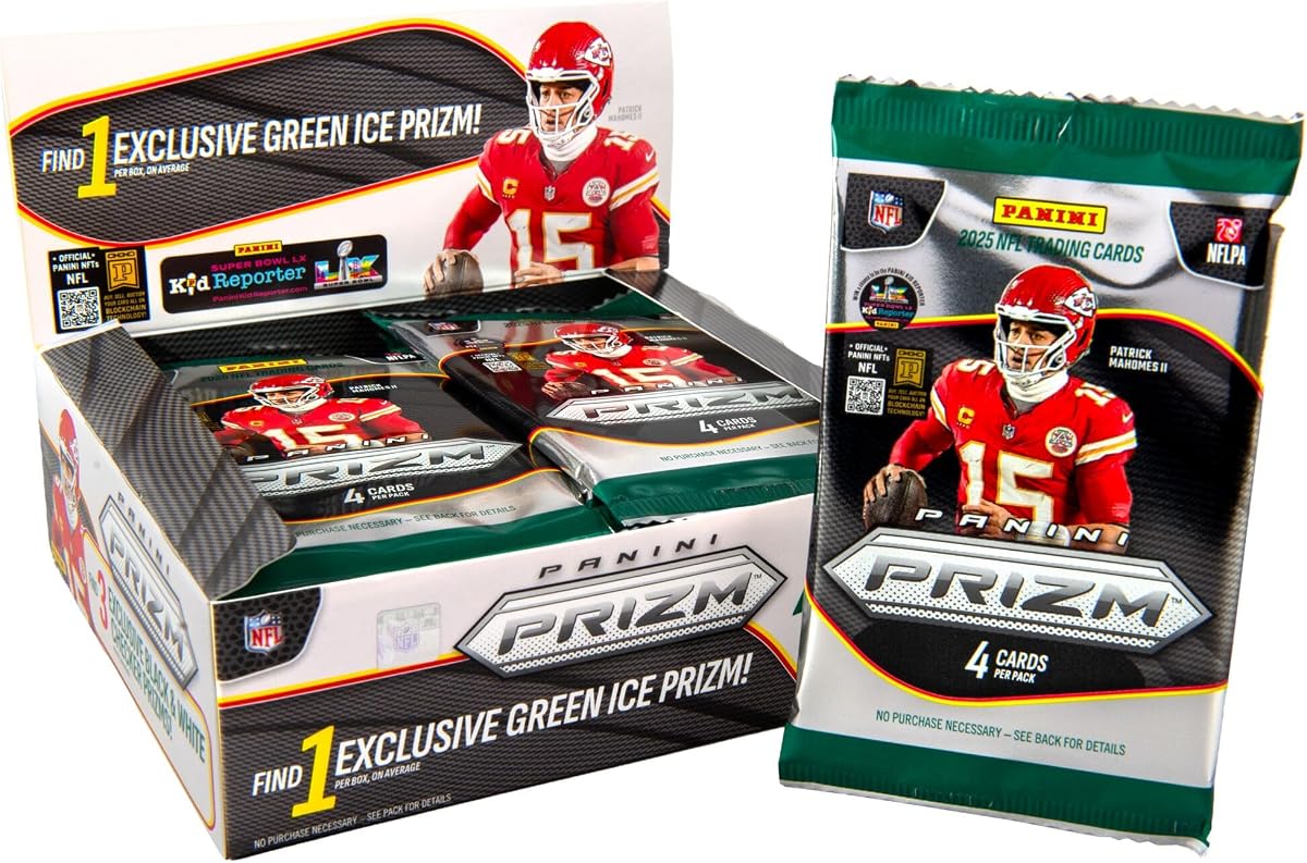 Caja de venta al por menor de tarjetas coleccionables de fútbol Panini PRIZM 2025