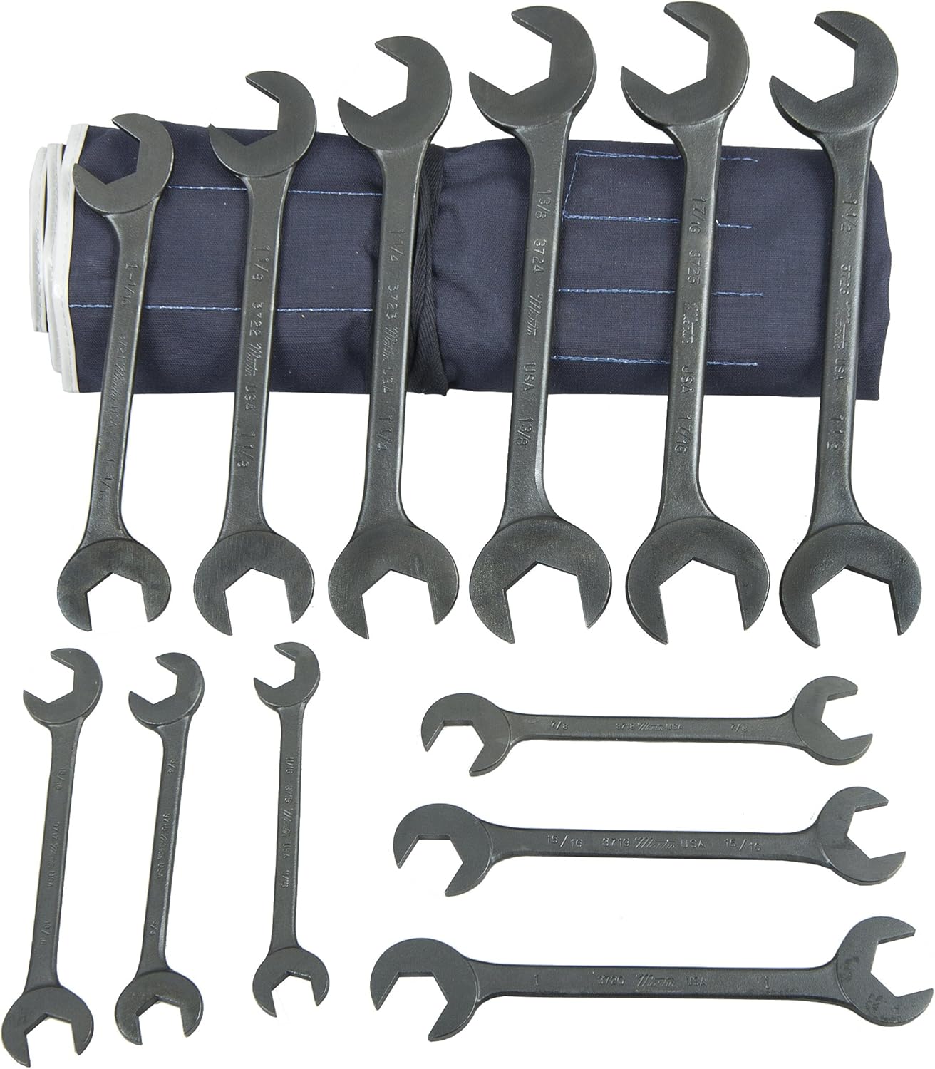 Martin BOB18K Hydraulic Wrench Set, 18 Pieces ranging from 11/32" x 11/32" to 1-1/2" x 1-1/2" in Roll Bag, Industrial Black Finish