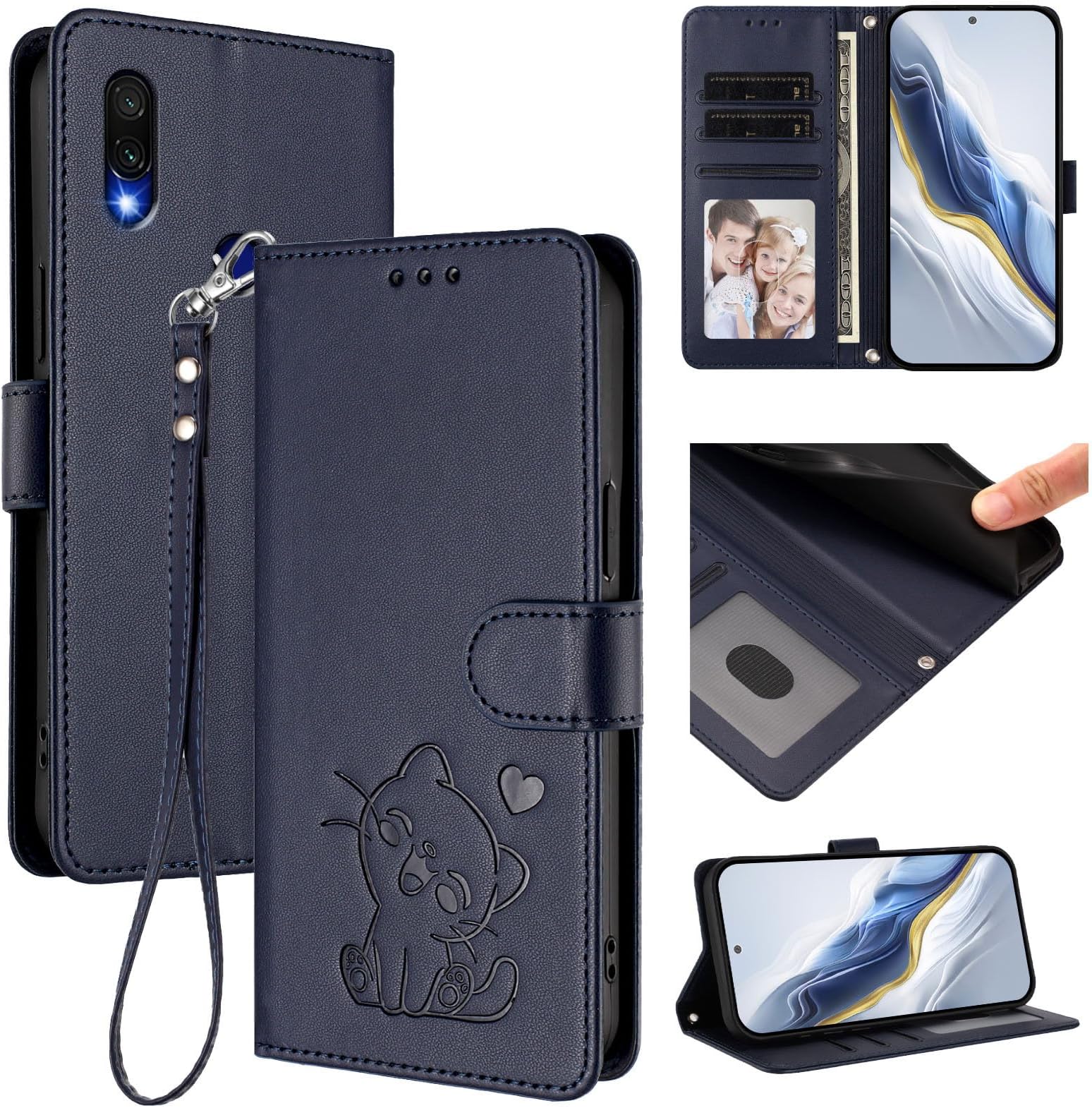 Cover Compatible with Honor 20e / 10I / 20I / 20 Lite,Compatible with Huawei P Smart (Plus) 2019 / Enjoy 9S Lanyard【Flip Stand Card Holder Wallet Magnetic Clasp Phone Case】 Blue