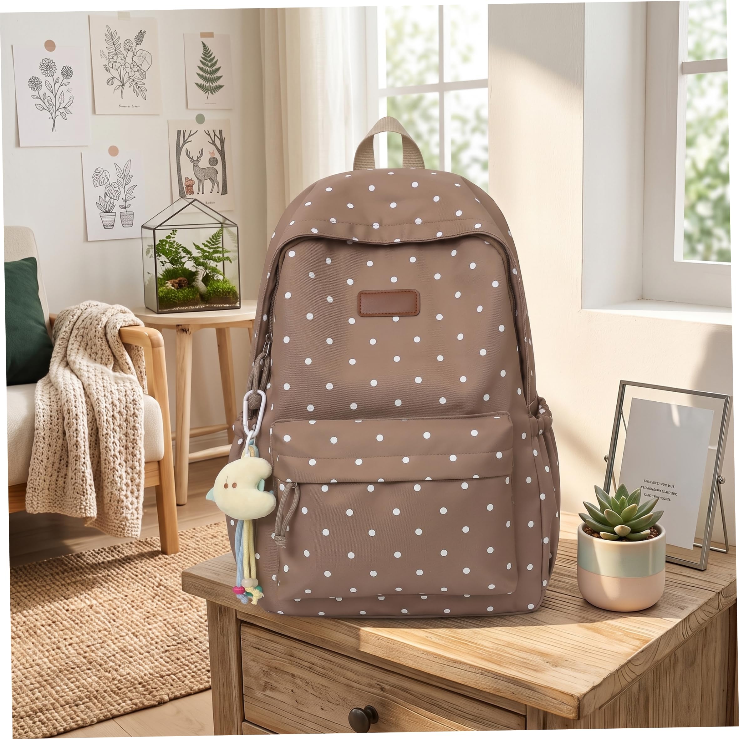 Jorzer Mochila de lunares negros, mochila escolar escolar para niñas lindas 0, 43 kg Interior espacioso Ligero o para niñas adolescentes, / Uso diario de viaje.