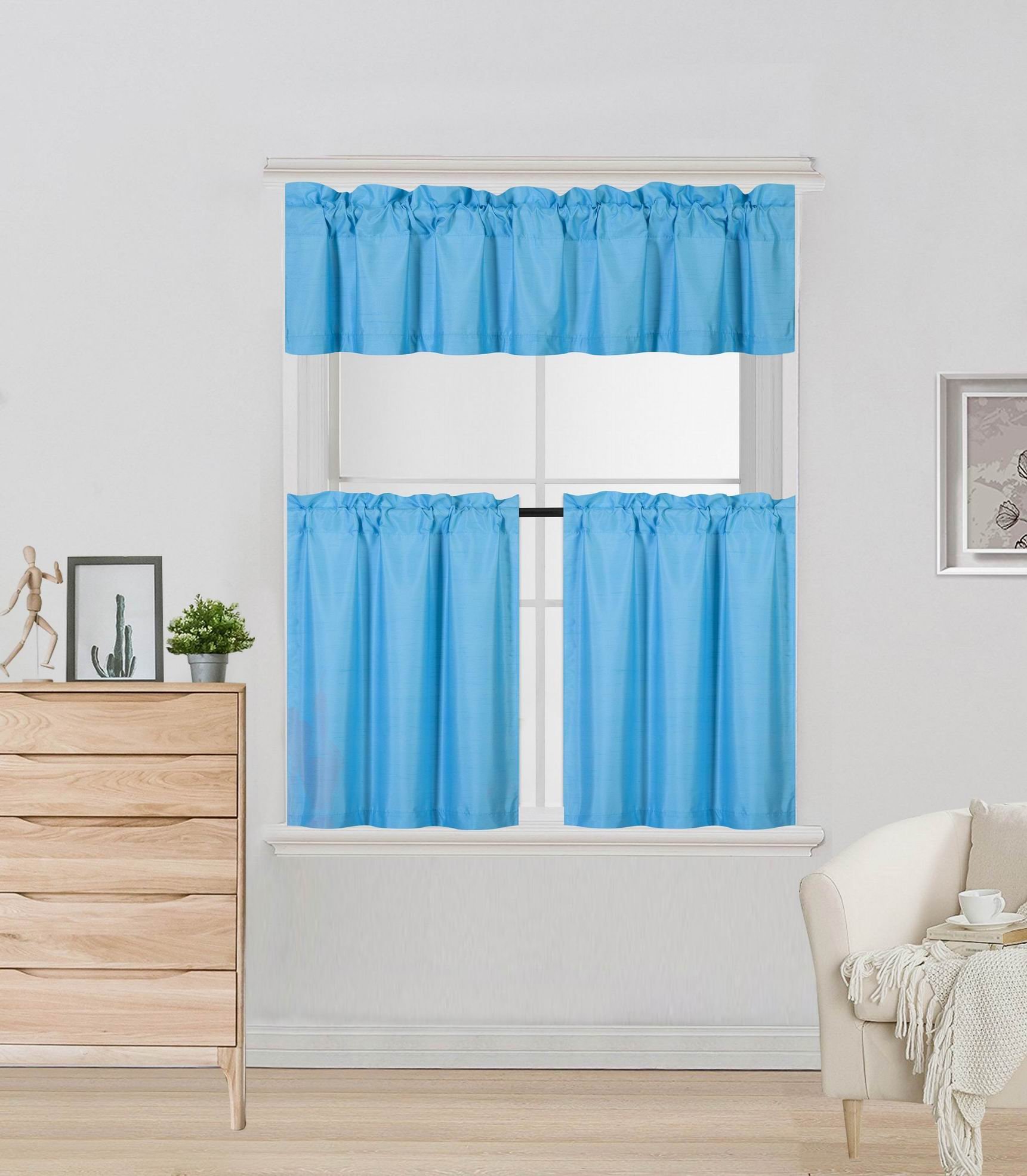 Multipurpose Set Solid Rod Pocket Small Short Window Panel Dressing Foam Lined Blackout Curtain Treatment 3pc 24