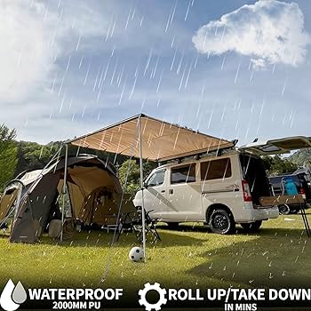 DANCHEL OUTDOOR カーニング 5x6.6フィート Pull Out Car Awning, Gray, 6.5×6.5ft - DANCHEL OUTDOOR