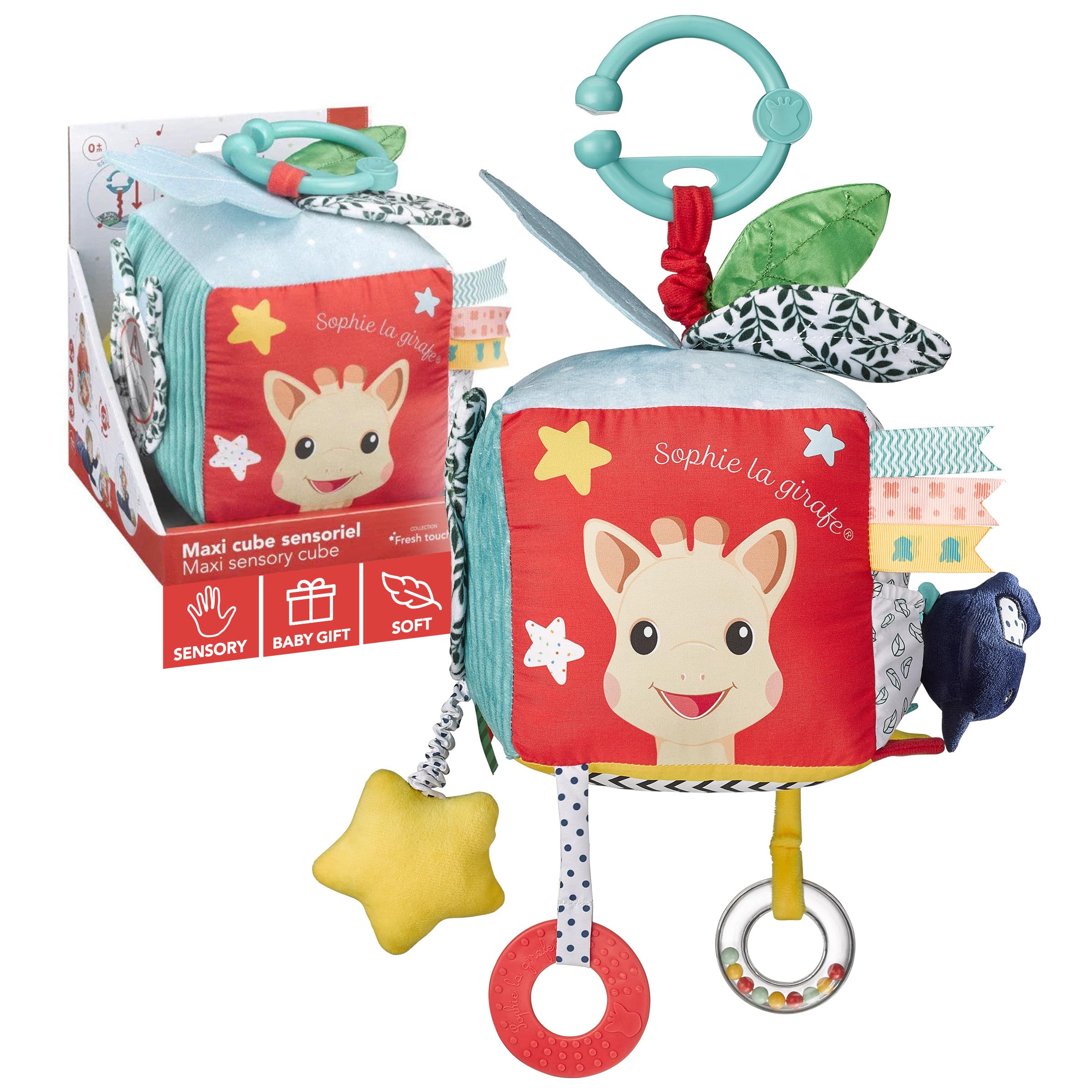 Sophie la girafe Maxi Sensory Cube | Soft, Fun & Easy to Grasp | 9 Activities to Awaken Baby's Senses