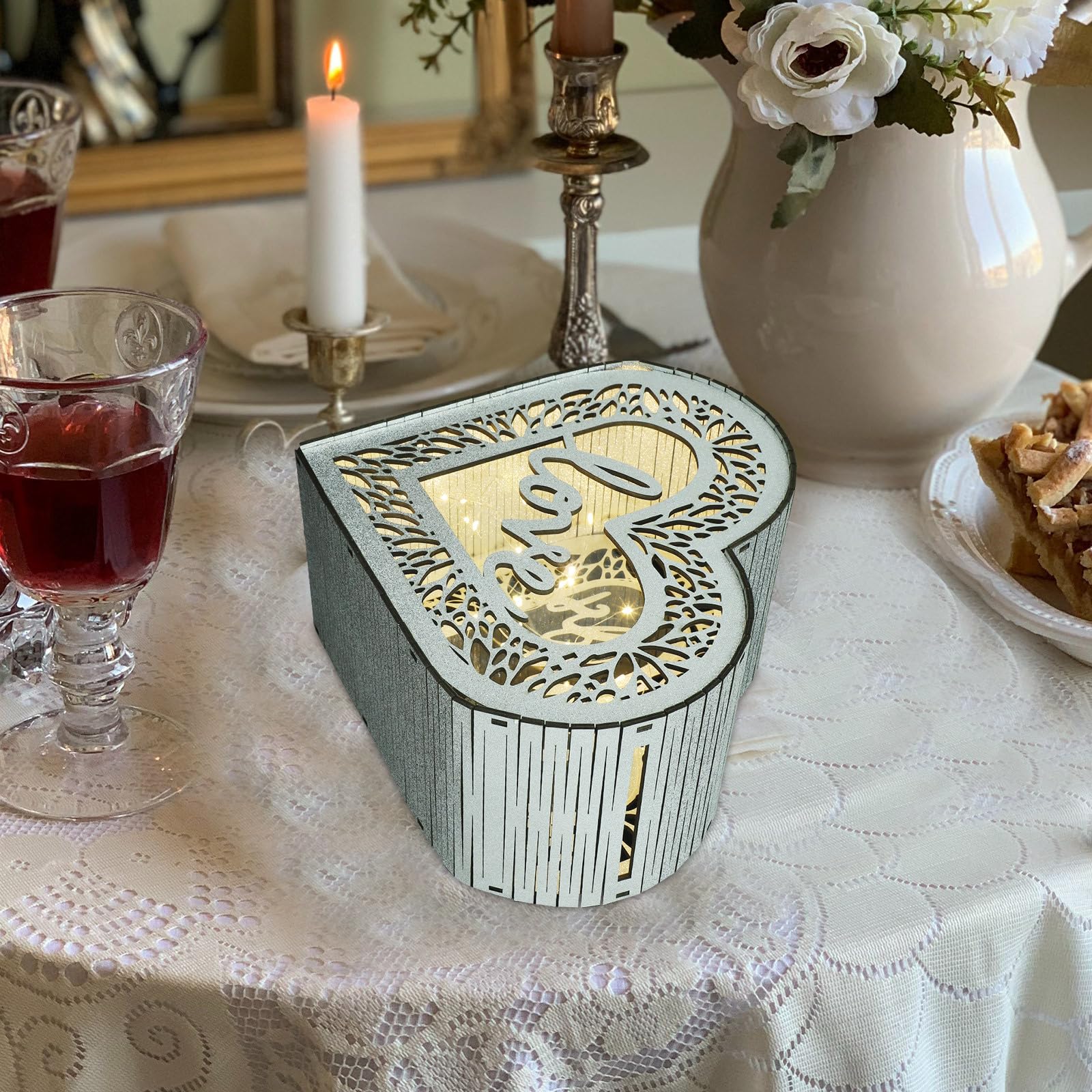 HANABASS Herzförmige Hochzeitsbox mit Großer Kapazität zum Sammeln von Glückwunschkarten Rustikal und Elegant für Hochzeitsfeier Dekoration