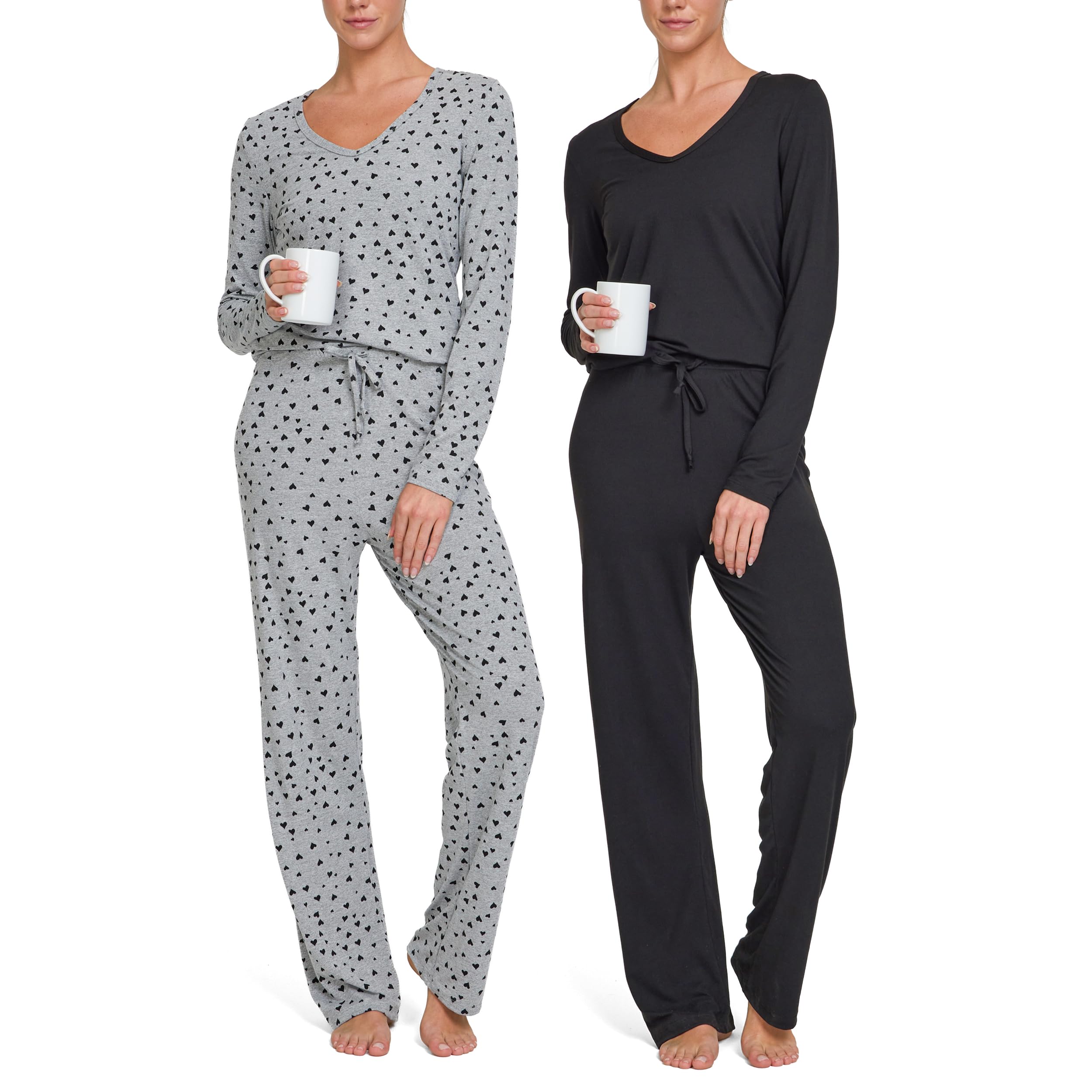Ultra Performance 2 Pack Womens PJ Pajama Sets PJ’s Pajamas Pants Set's Ladies Soft Lounge Pjs Pajama’s For Women Set