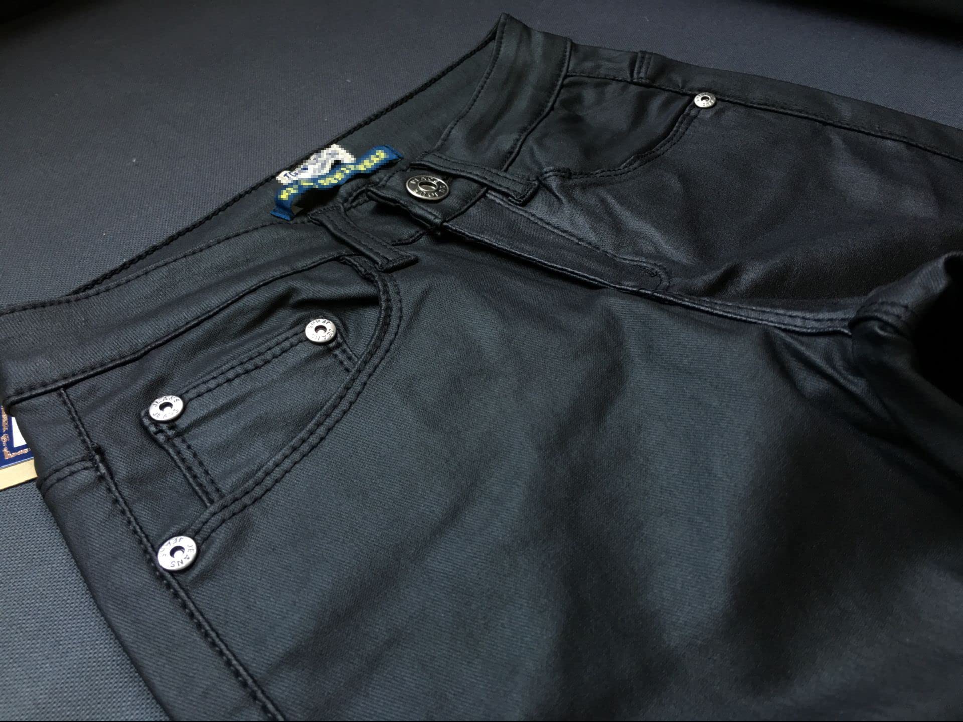 Dninmim Pantaloni da donna skinny a vita bassa slim in pelle PU primavera autunno sexy pantaloni in pelle sintetica nera