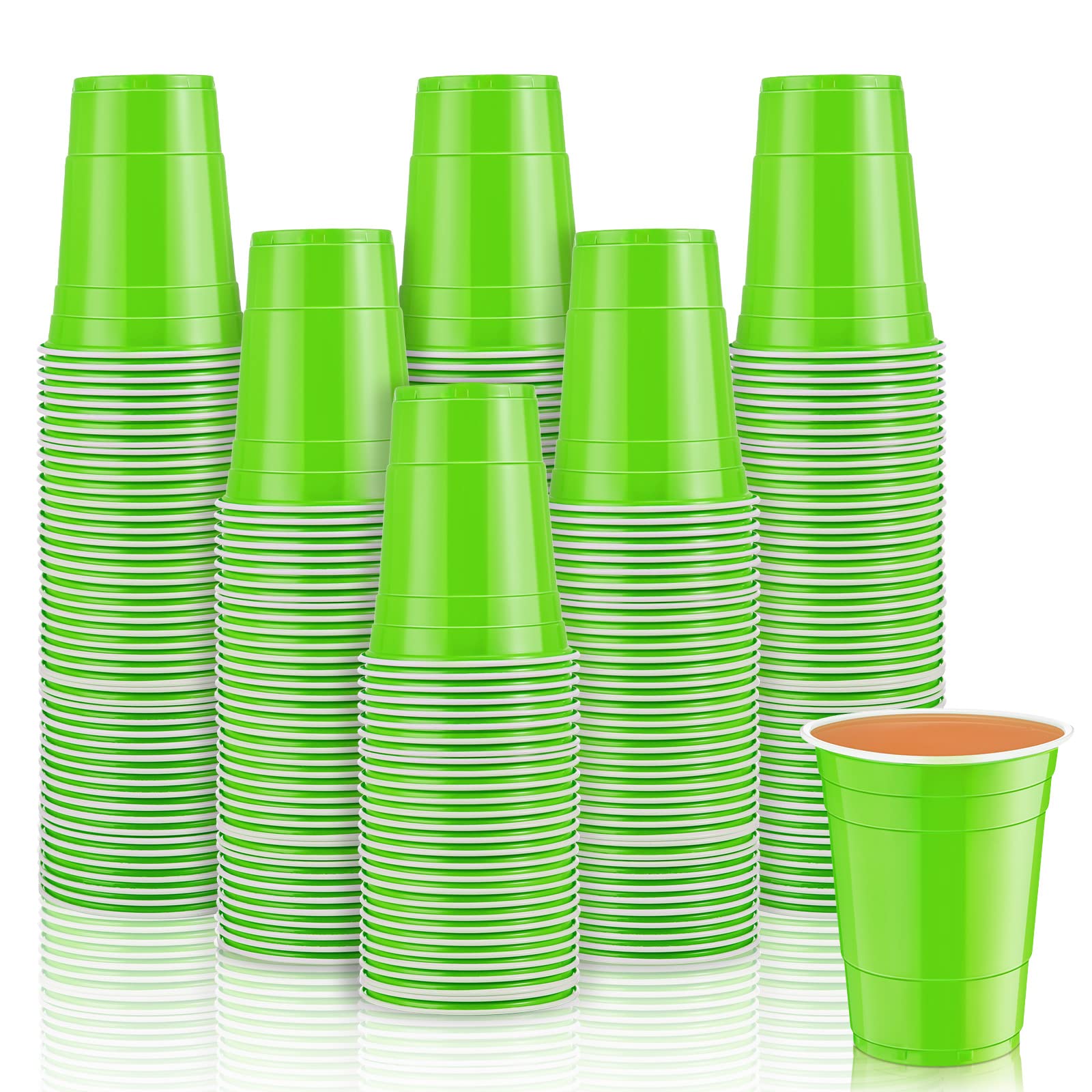 Lounsweer 100 Pcs 16 oz Plastic Party Cups Disposable Heavy Duty Drinking Water Cups for St. Patrick's Day Graduation Wedding BBQ Birthday Baby Shower