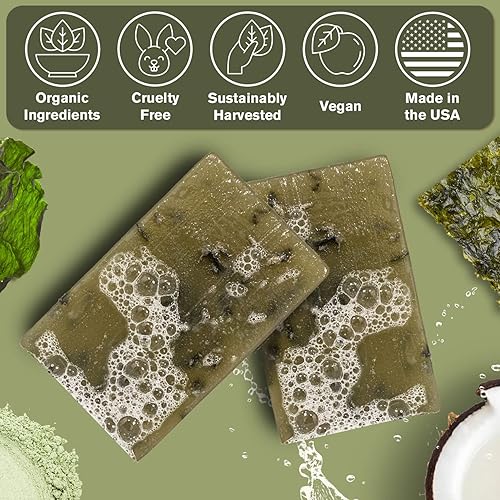 Miniatura 3 de Ness Barra de jabón para hombre, aroma de musgo marítimo, jabón natural para hombres con ingredientes orgánicos, jabón de barra para hombre con