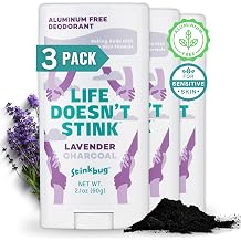 Stinkbug Naturals Organic Aluminum Free Deodorant Stick with Lavender, Coconut Oil and Activated Charcoal, Paraben Free, Sensitive Skin Deodorant, 2.1 Ounces Pack of 3