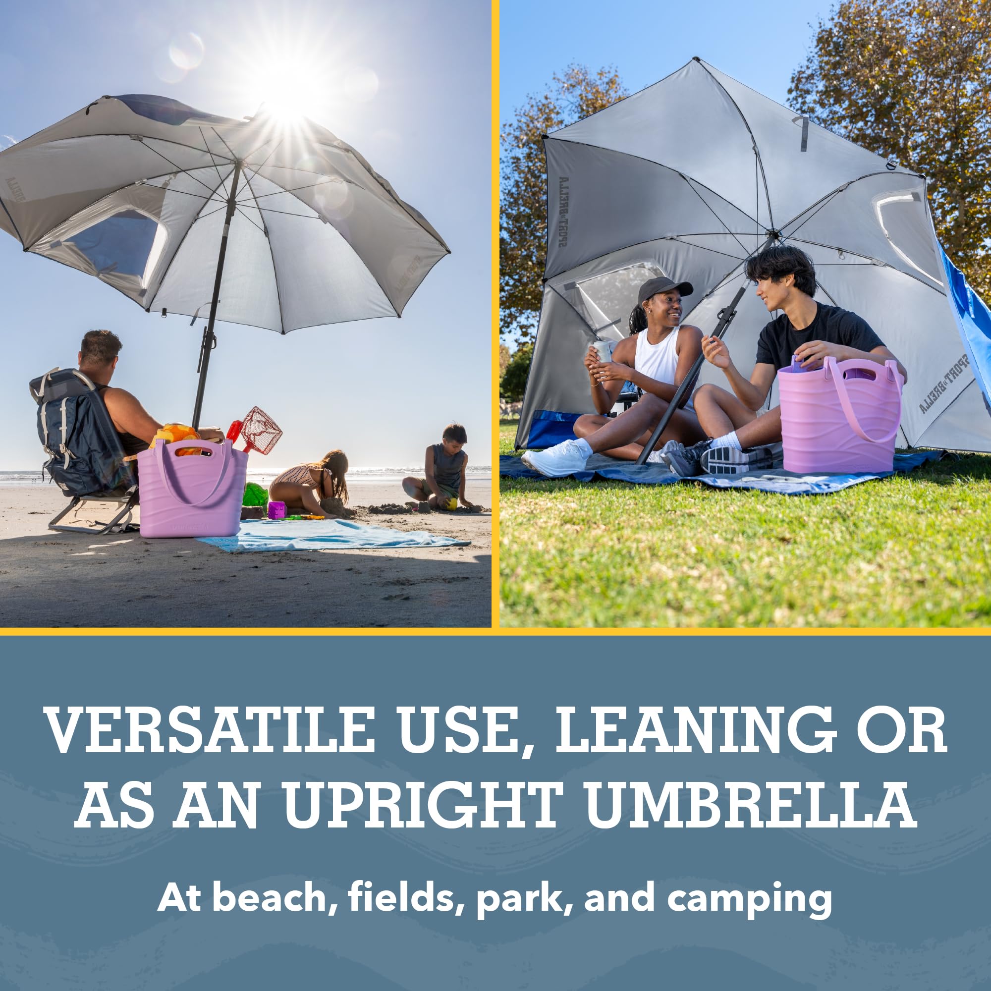 Sport-Brella Premiere UPF 50+ Umbrella Shelter for Sun and Rain Protection (8-Foot), Premiere Blue