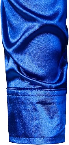 Miniatura 6 de ZEROYAA Men's Luxury Shiny Silk Like Satin Button Up Dress Shirts