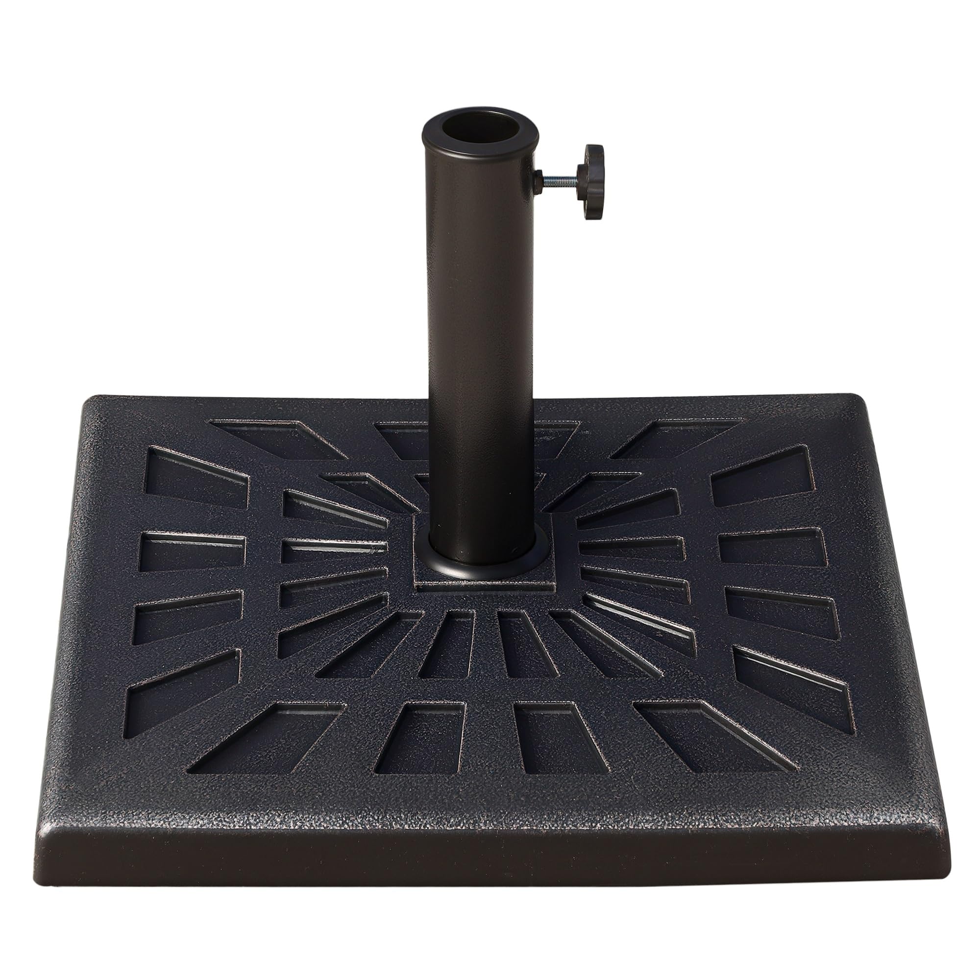 Outsunny Base de Sombrilla 15 kg Resina Ø3,8/4,8 cm 47x47x32 cm Bronce | Soporte para Parasol, para Mástiles, Terraza Exterior Patio Jardín Playa