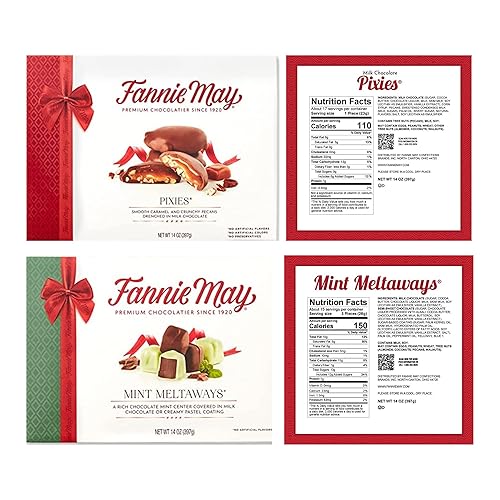 Miniatura 2 de Paquete variado de caja de regalo de chocolate navideño Incluye caja de dos 14 onzas de caramelo de chocolate navideño Fannie May más un imán de