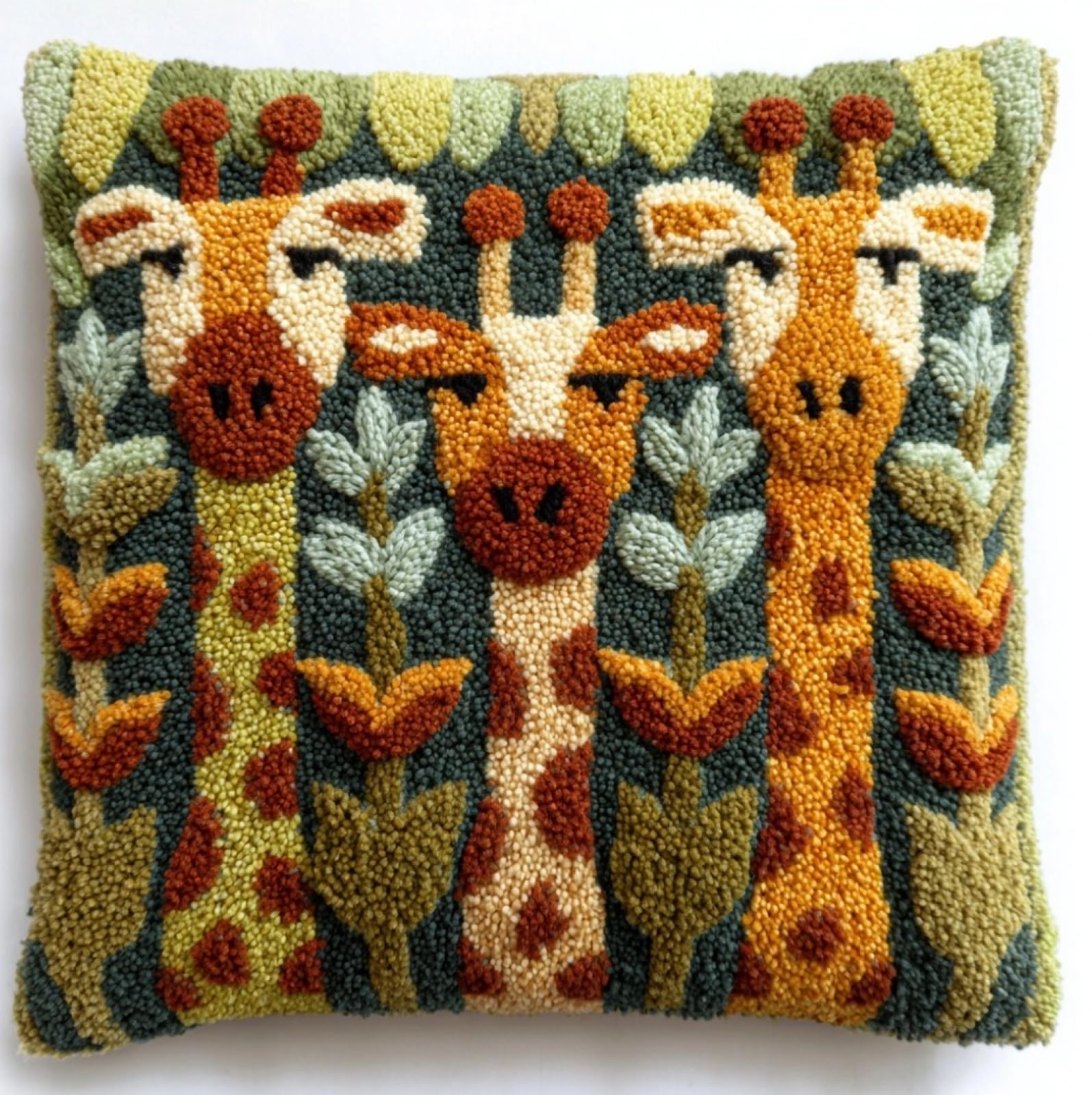 WallustrioaW Latch Hook Kits Pillowcase Embroidery Kit,Giraffe