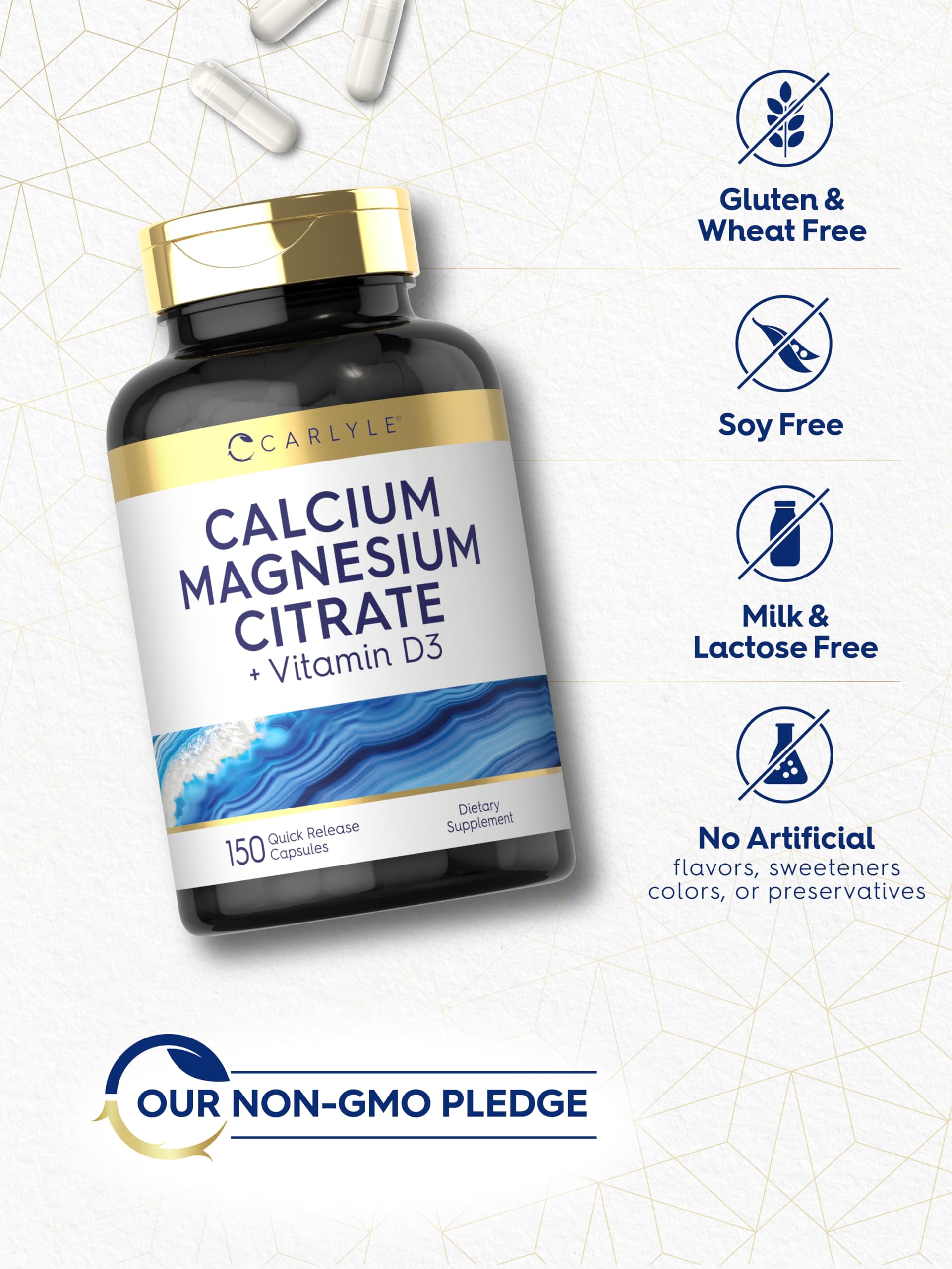 Carlyle Calcium Magnesium Citrate with Vitamin D3 | 150 Capsules — Amazon image 5