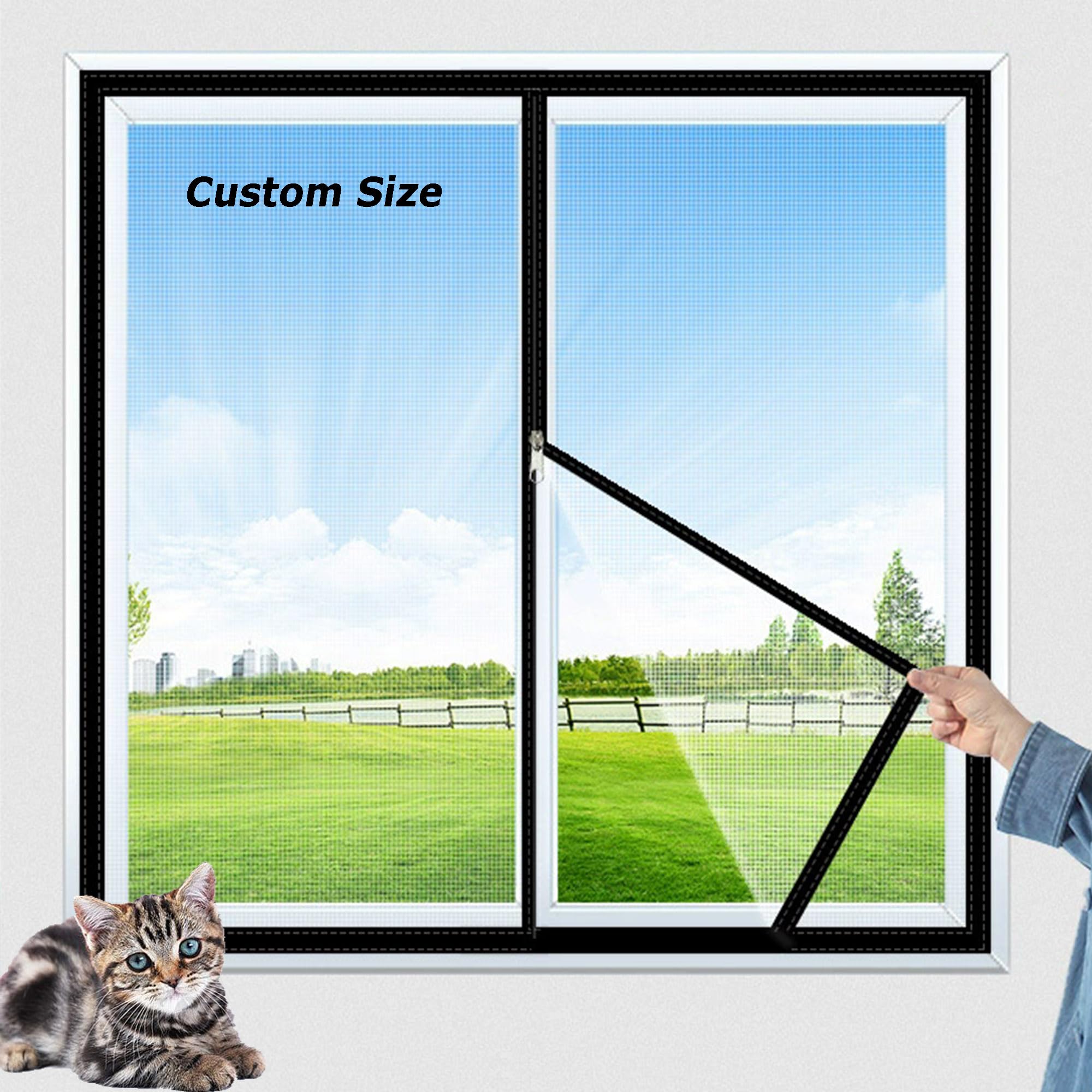 Xxiudee White Sticky Tape, White Mesh Custom Cat Window Guard Screen, Self-Adhesive Anti-Mosquito Insect Window Mesh, Tear-Proof Polyester Fiber Netting For Kitchen/Bedroom/Balcony, Cat-Proof Protection