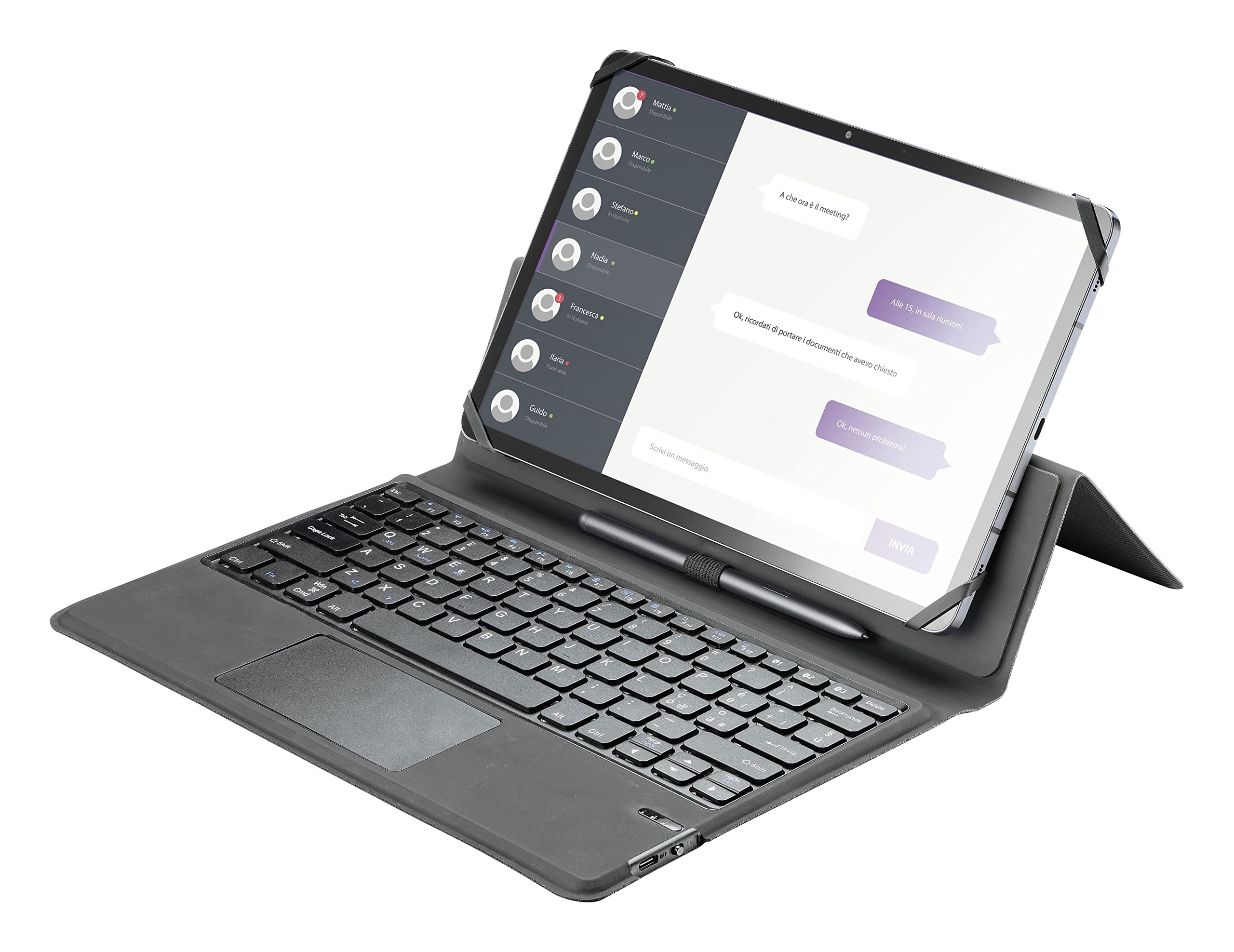 Cellularline - Keyboard Case - Custodia con Funzione Stand per Tablet, con Tastiera Wireless Integrata e Porta Pennino, per Display Tablet fino a 11'' - Nero