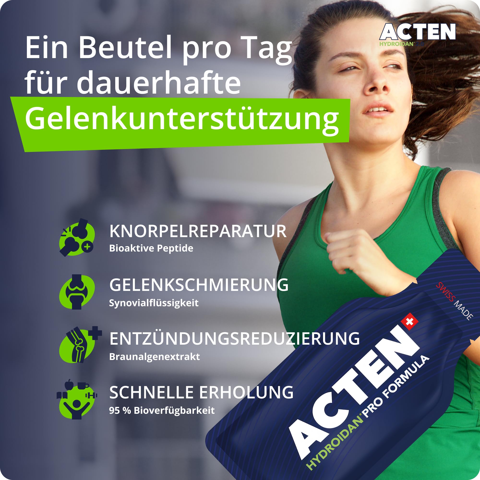 Hydroidan 2.0 Kollagengelenke Gel-Packs Zitrone-Limette Geschmack – 30 x 23 g Trinkbares Gelenkpräparat | Braunalgenextrakt + FORTIGEL-Peptid | Vitamin C & Zink | Patentierte Schweizer Gelmatrix