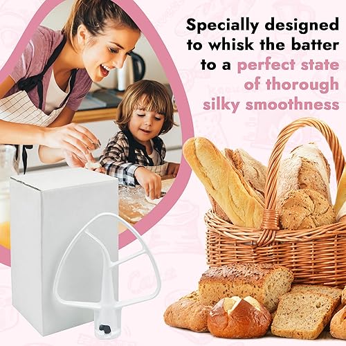 Miniatura 4 de AMI PARTS Batidor plano recubierto K45B para cuenco de acero inoxidable de 4.5 cuartos de galón, batidor de batidora de pie de cabeza inclinable