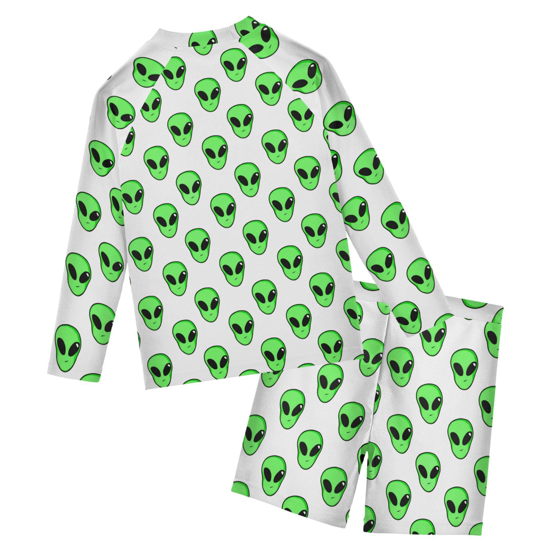 Cute Alien UFO Toddlers and Baby Boys' Swimsuit Trunk and Rashguard Set B0404008
