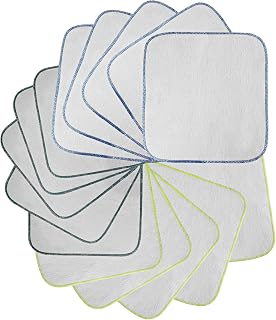 Flannel Cotton Washcloths - 15 Pieces 21cm x 21cm - Reusable Baby Washcloths Replacement for Wipes - Small Washable Mini Cotton Towels