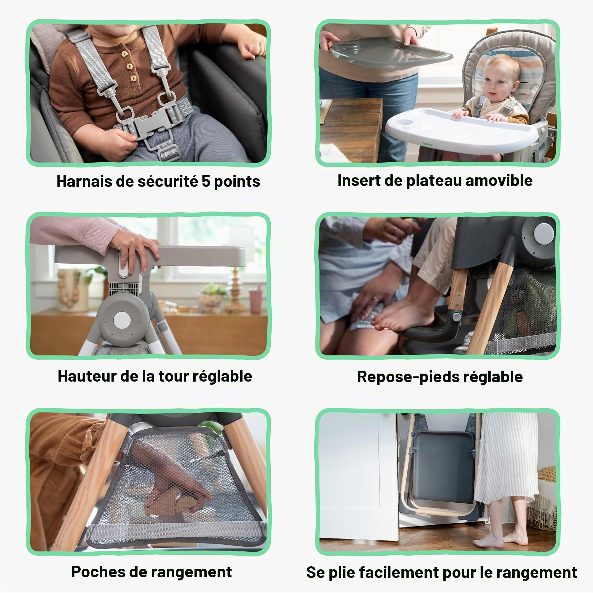 Ingenuity, Chaise Haute Pliable Proper Positioner Create Up! - Centre d'Activités Convertible et Tour d'Apprentissage, 9 Modes d'Utilisation, Poches de Rangement, Wesley, 0 Mois à 5 Ans