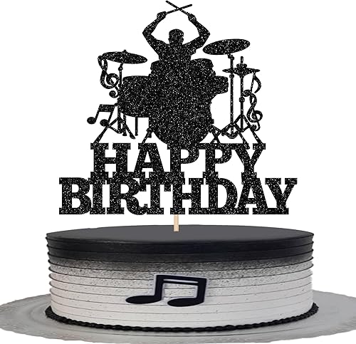 Miniatura 18 de 36 piezas de notas musicales para cupcakes, purpurina negra, símbolo musical retro rock, selecciones de cupcakes, música rock, concierto, tema de