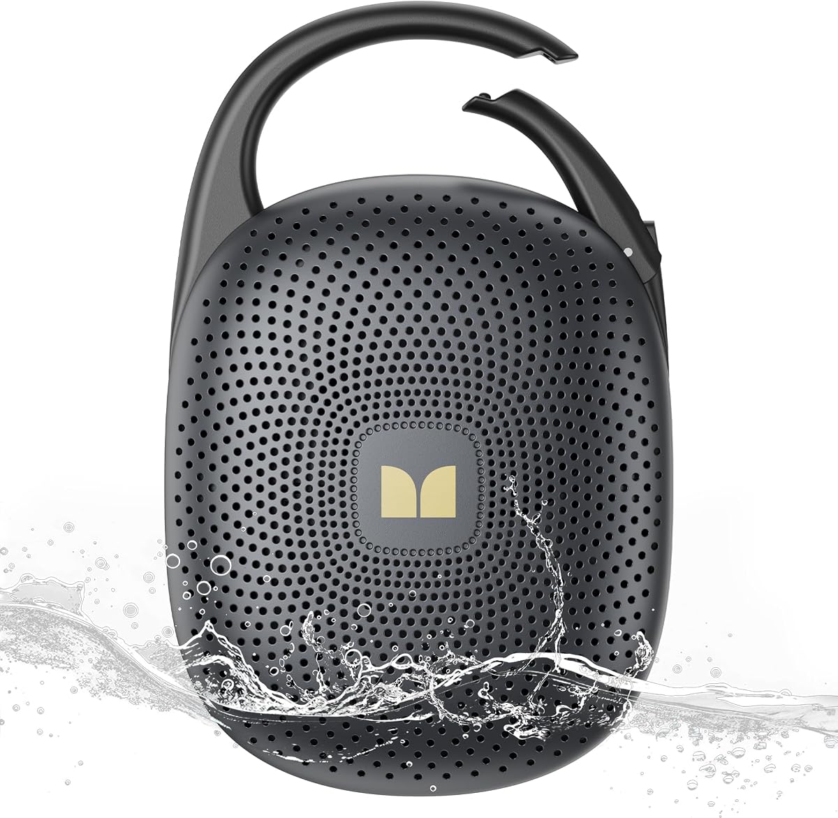 Monster Altavoz Bluetooth ultraportátil resistente al agua, mosquetón integrado, negro | Altavoz de ducha Bluetooth 6.0 IPX7 resistente al agua, 29 horas de reproducción, pequeño altavoz inalámbrico para viajes de camping, playa, senderismo, negro