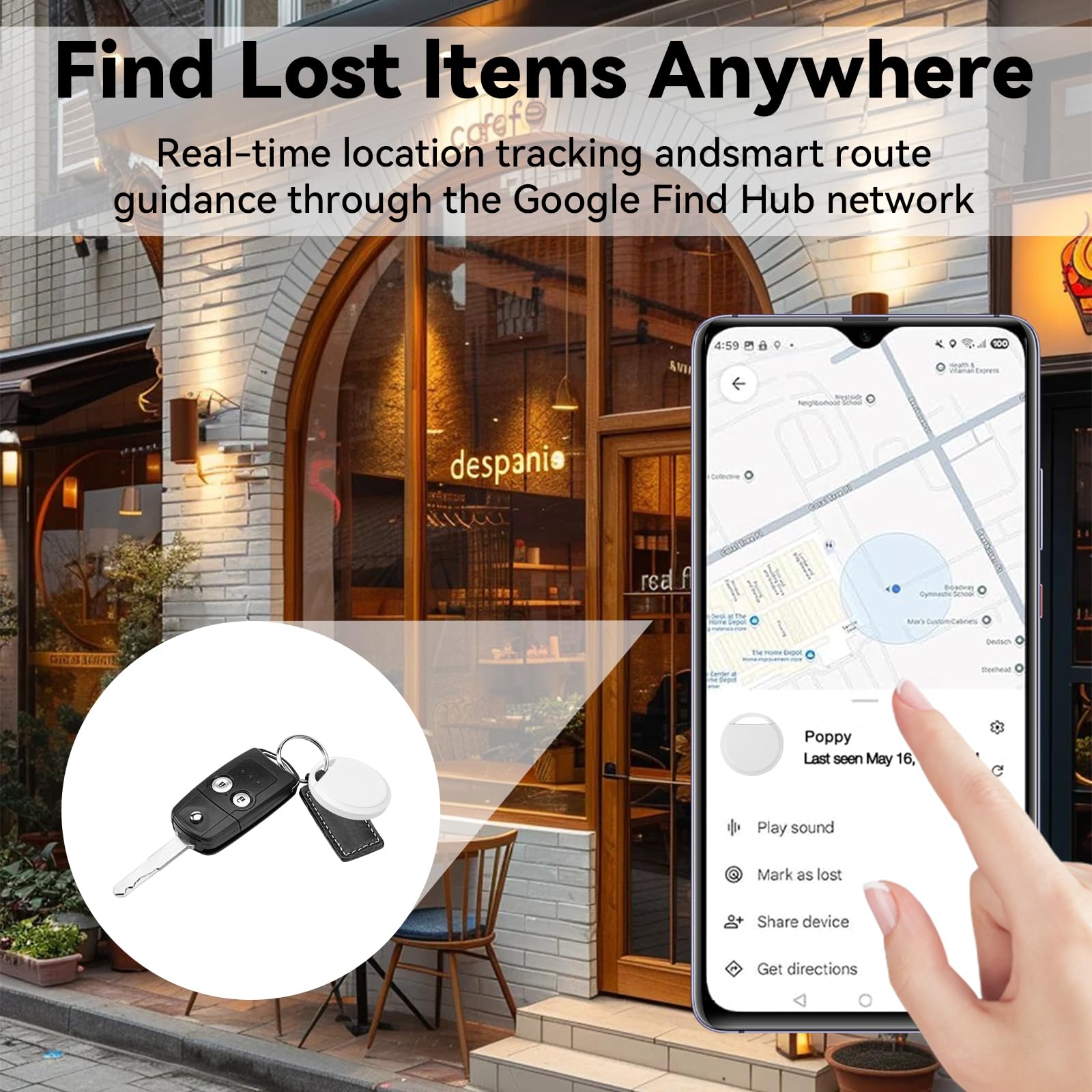 Android Air Tracker Tag 2 Pack, Luggage Smart Tag Compatible with Google Find Hub App, Item Finder for Key, Wallet, Suitcase, Backpack — view 6