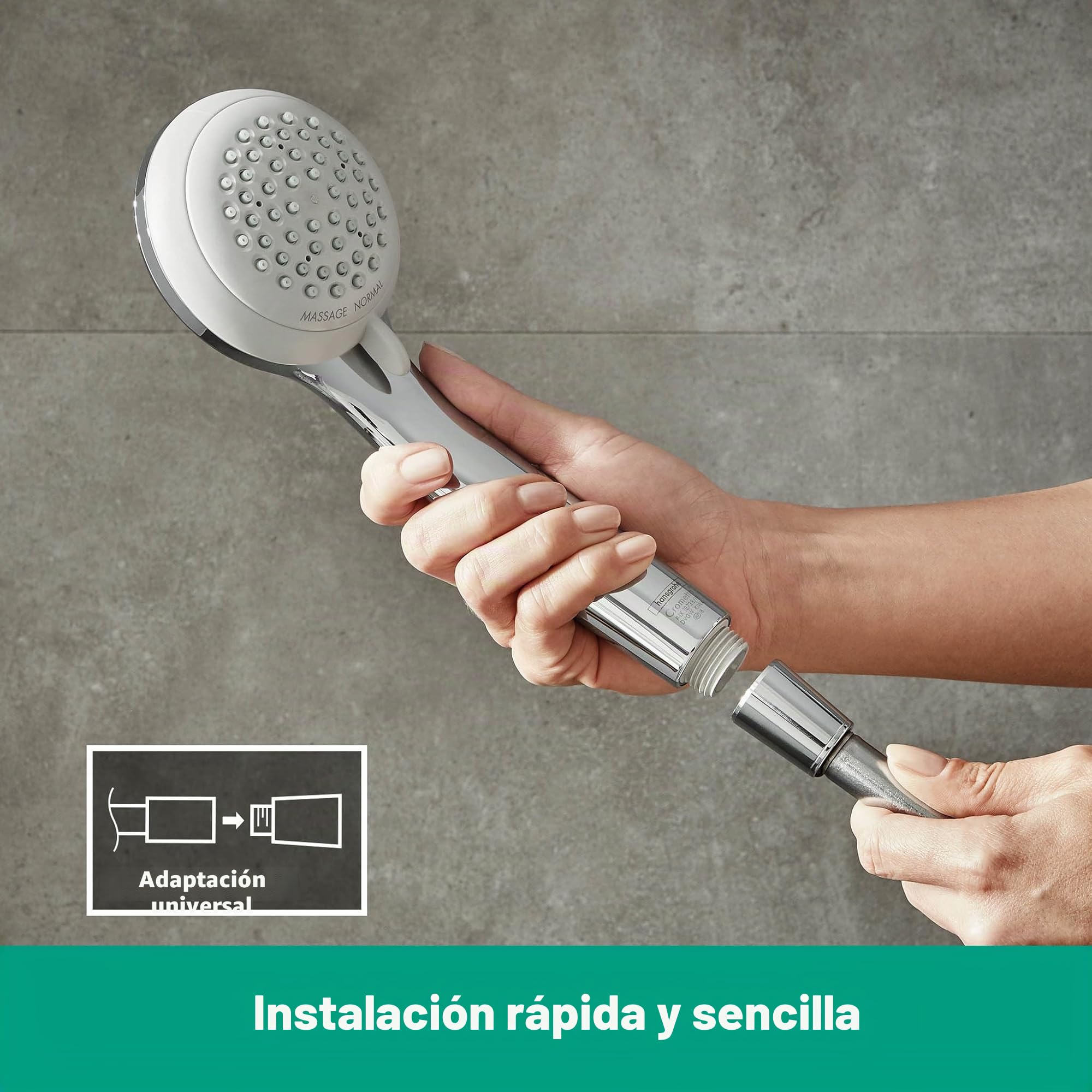 hansgrohe Crometta 85 - ducha de mano, alcachofa de ducha con 2 tipos de chorro, cabezal de ducha redondo (⌀ 85 mm), con sistema antical, cromo, 28562000