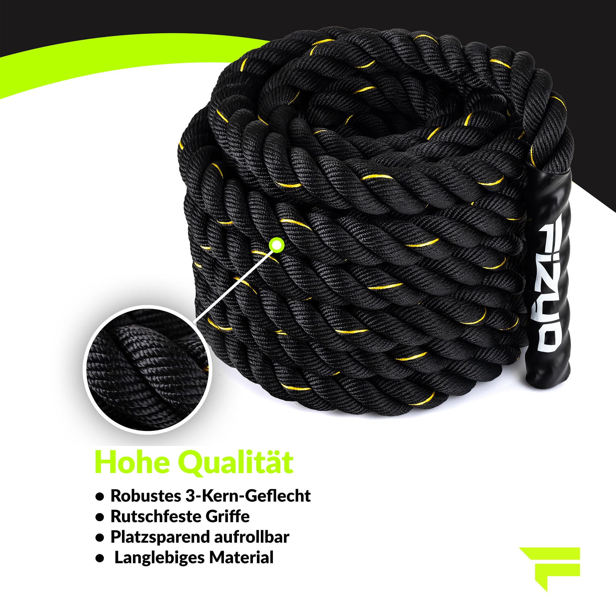 FIZYO Battle Rope 15m – Trainingsseil Fitness für Functional Training