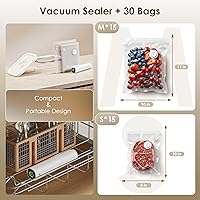 Vista 7 de Compact Vacuum Sealer for Food (Contains 30 Reusable Seal Bags) Featuring LED Pressure Display, Ultimate Suction Power, Handheld Vacuum Sealer