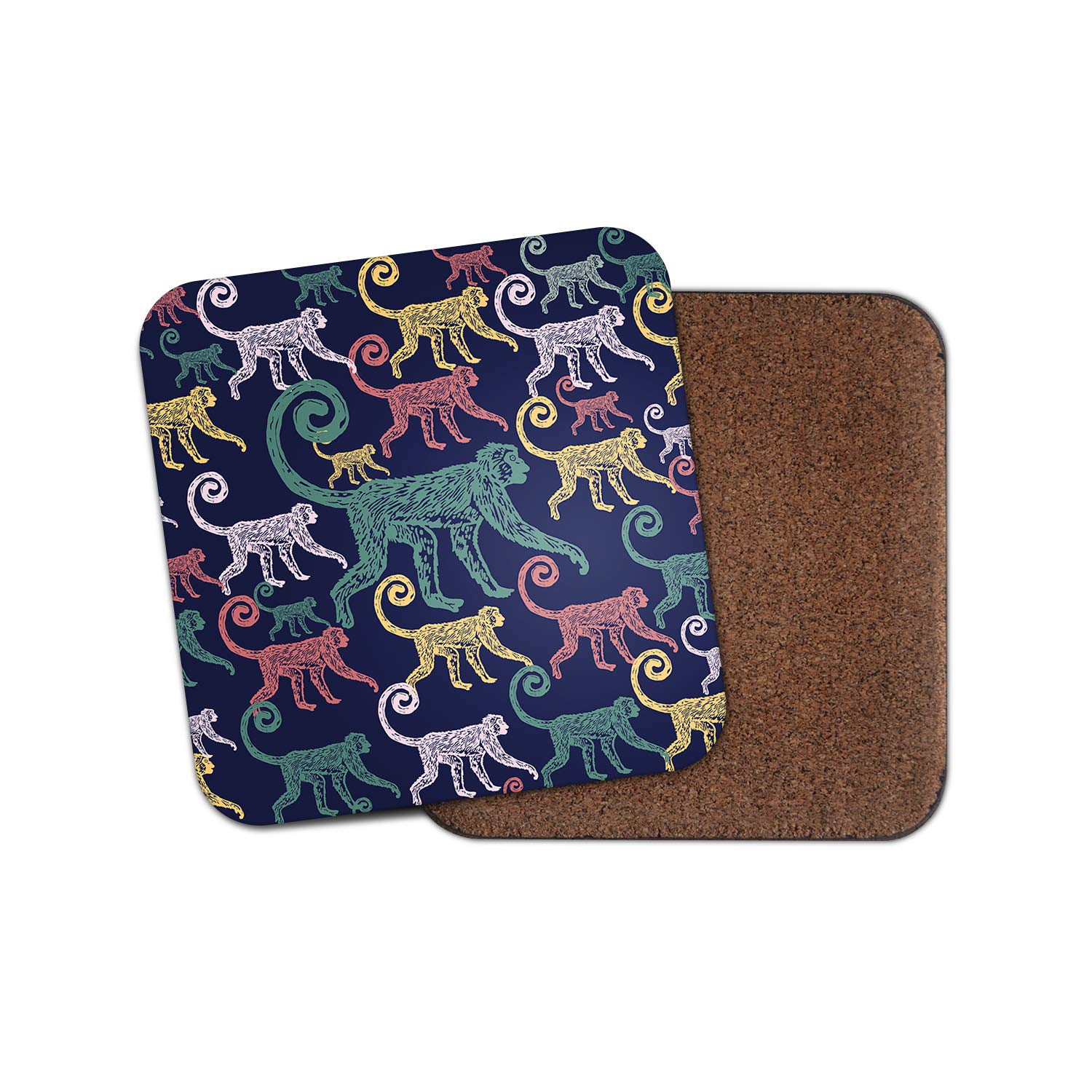 Destination Vinyl Ltd Multicolor 1 X Funky Monkeys Coaster - Ape Chimp Animal Kids Wild Zoo Cartoon #15759