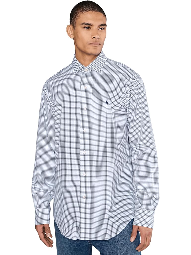 White Polo Ralph Lauren Classic Fit Plaid Stretch Poplin Shirt