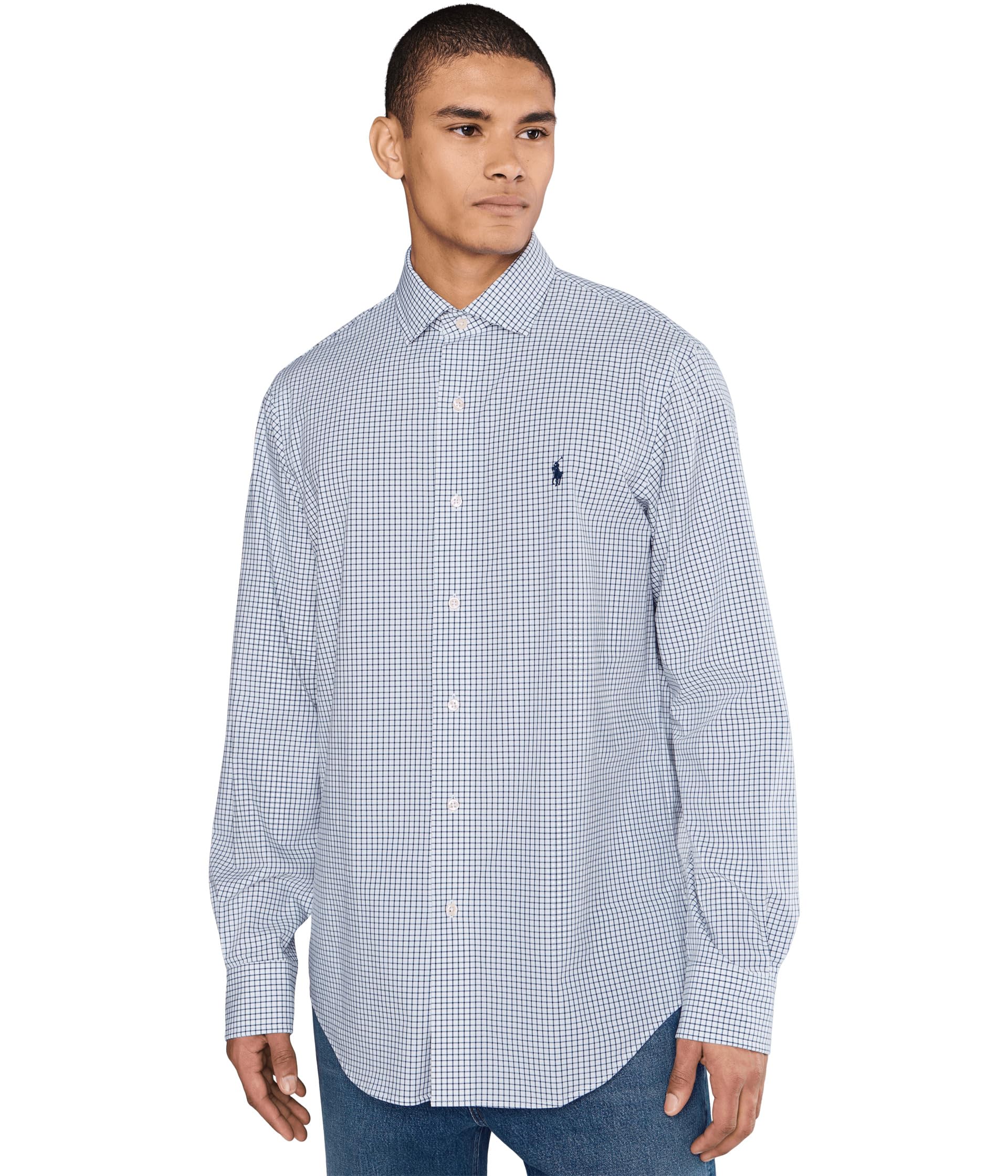 Classic Fit Plaid Stretch Poplin Shirt