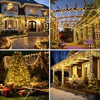 Peasur Napelemes LED Fényfüzér 13m 130 LED Kültéri Vízálló IP65 Meleg Fehér 8 Üzemmód Erkély Kert Dekoráció 6