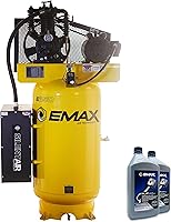 Vista 10 de EMAX Compresor de aire estacionario E350 - 5hp 80 Gal. Compresor industrial monofásico de 2 etapas con bomba lubricada a presión y sistema de aire