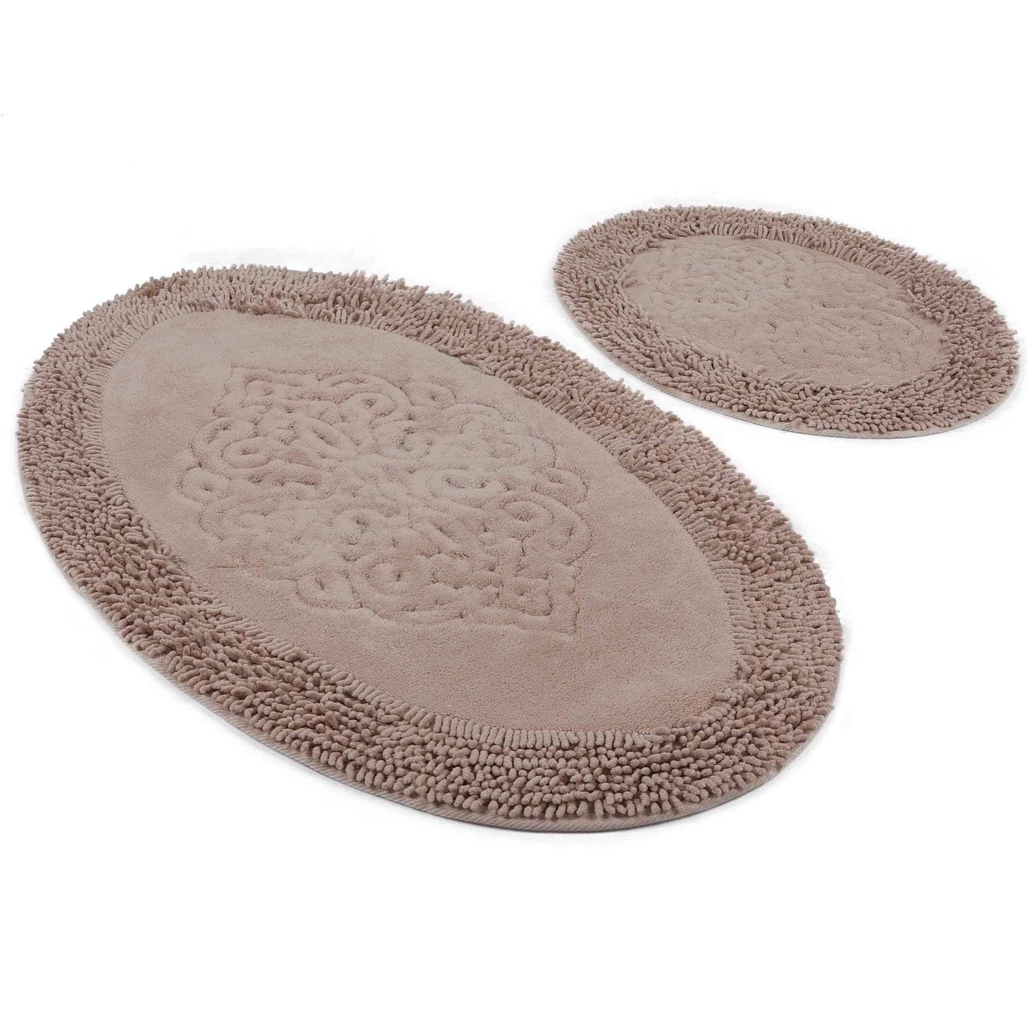 WELL HOME MOBILIARIO & DECORACIÓN Bath Mat Set (2 Piece) Light Brown Oval