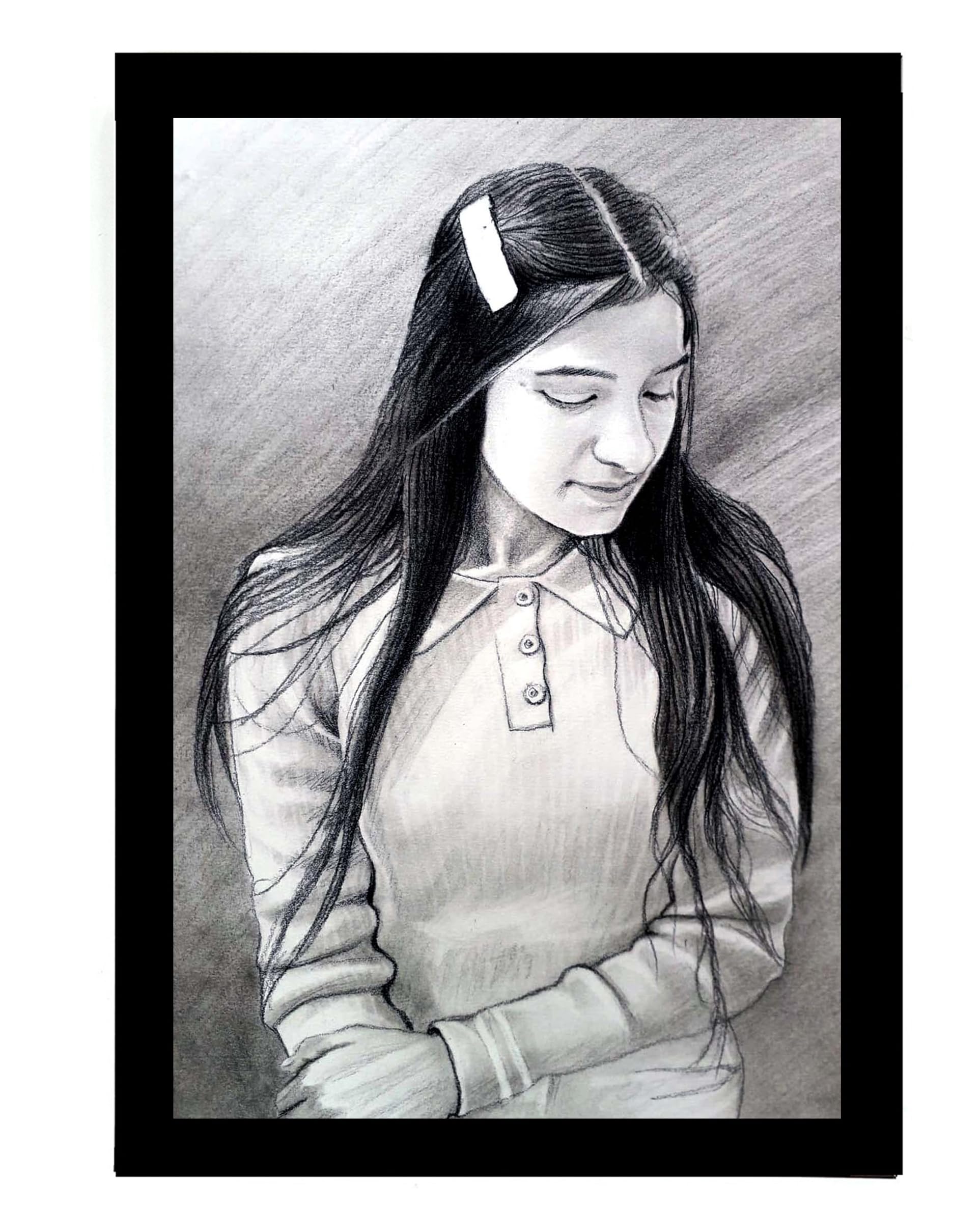 MY MAGIC GIFT HANDMADE PENCIL PORTRAIT WITH FRAME (A4 SIZE) 4