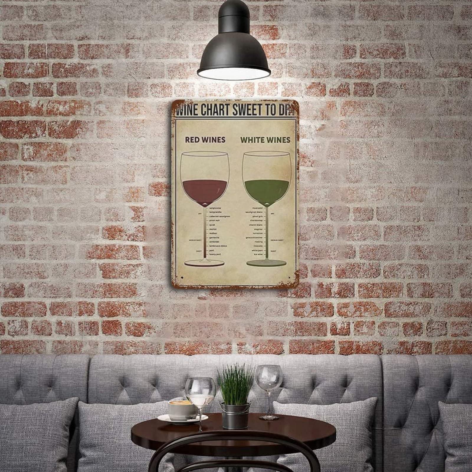 Red Wine Knowledge Targa in metallo vintage base guida vino riferimento Infografica Poster baristi Club Home Wall Decor 20,3 x 30,5 cm