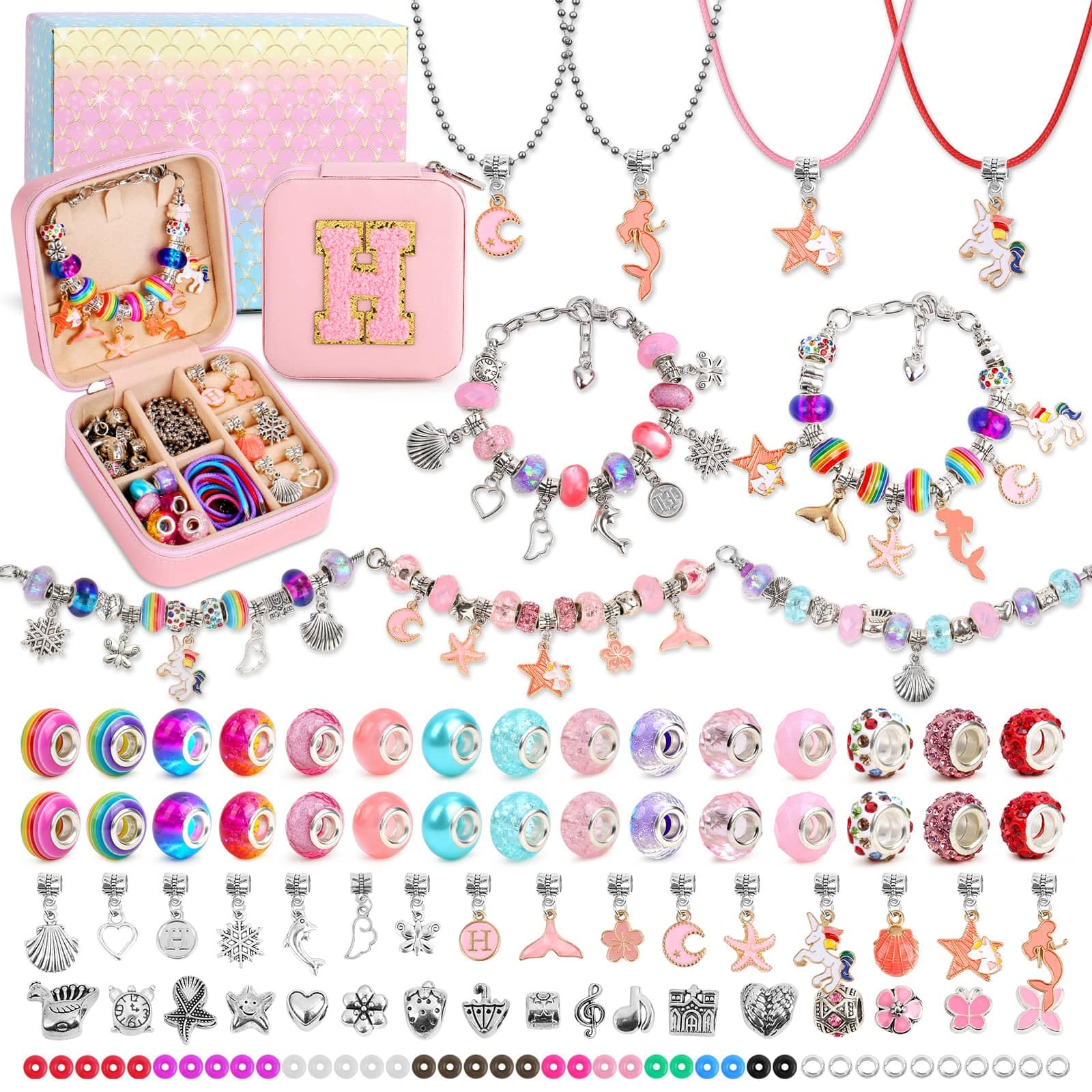 Amazon.com: LifeisLuck Charm Bracelet Making Kit - 110 Pcs Beads