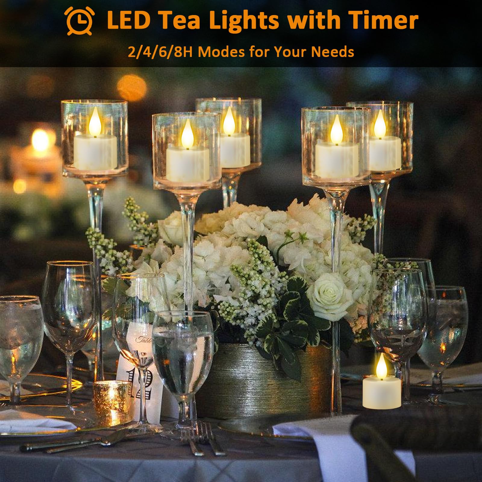 Candele LED Piccole per Tavolo del Tè, Effetto Luce Fiammeggiante per Atmosfera Accogliente, Set da 6/12 pezzi, Ideali per Decorazione del Tè e Cena Romantica