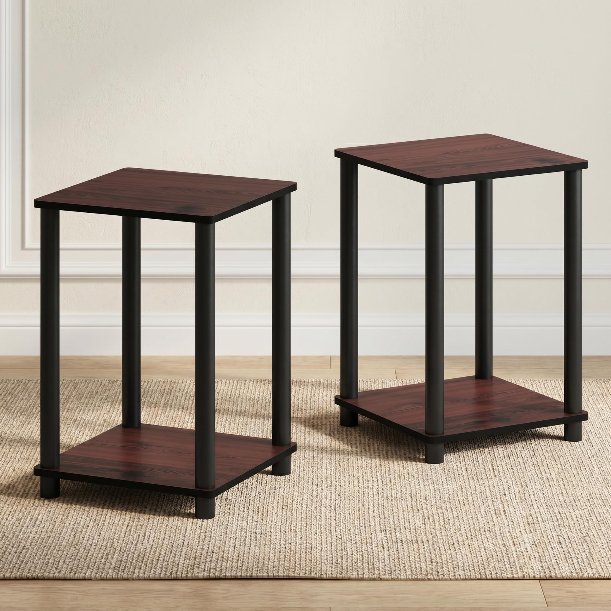 Cherry Oak 2-Tier Stackable Side Table Set