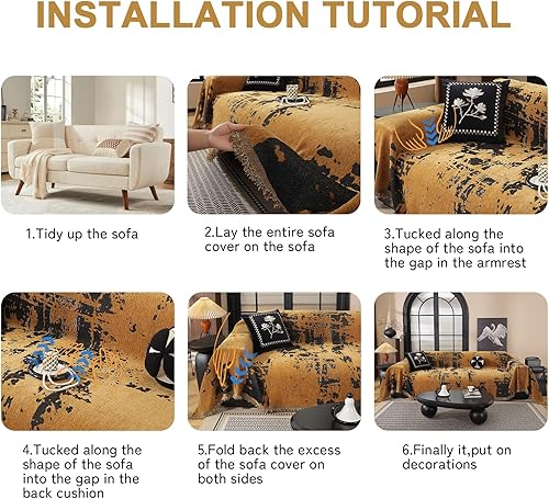 Miniatura 70 de HANDONTIME fundas de sofá beige para sofá, fundas boho de jacquard y corduroy para perros, funda de sofá de felpilla para perros, protector suave