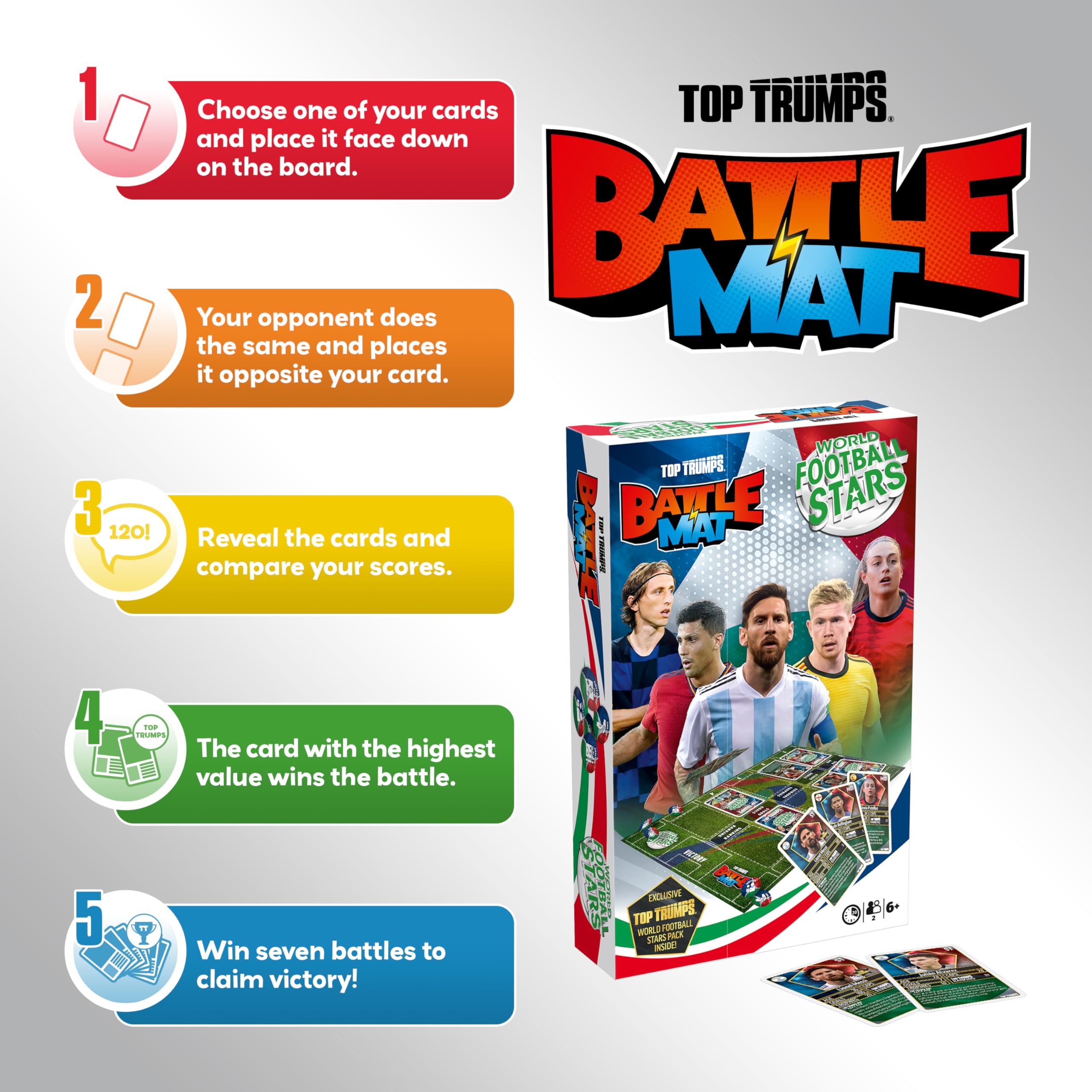 Top Trumps World Football Stars Battle Mat Card Game, Play with your favourite Football players including Cristiano Ronaldo - Image 3